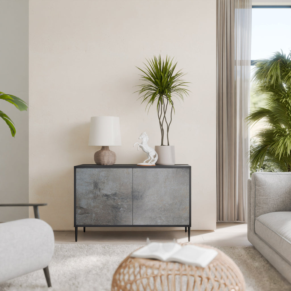 CONCRETE WALL Aparador de 2 Portas em Acabamento Preto