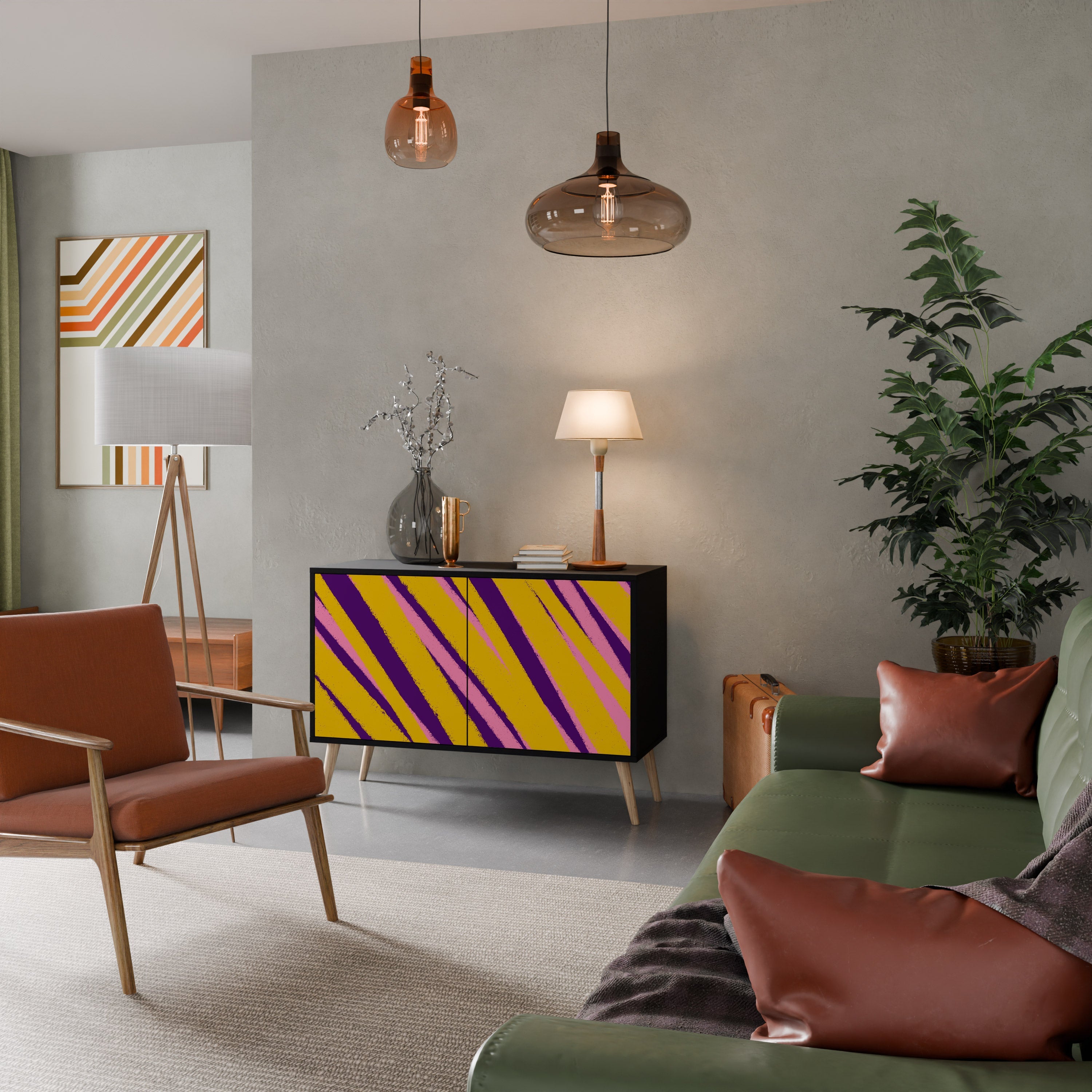 DREAMS COME TRUE Aparador de 2 Portas em Acabamento Preto