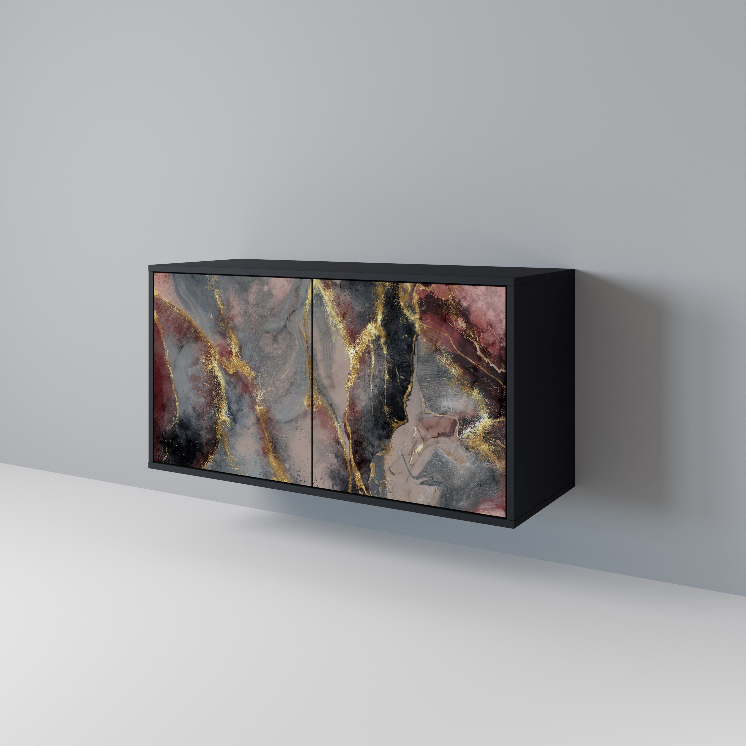 GOLDEN TIDES Aparador de 2 Portas em Acabamento Preto