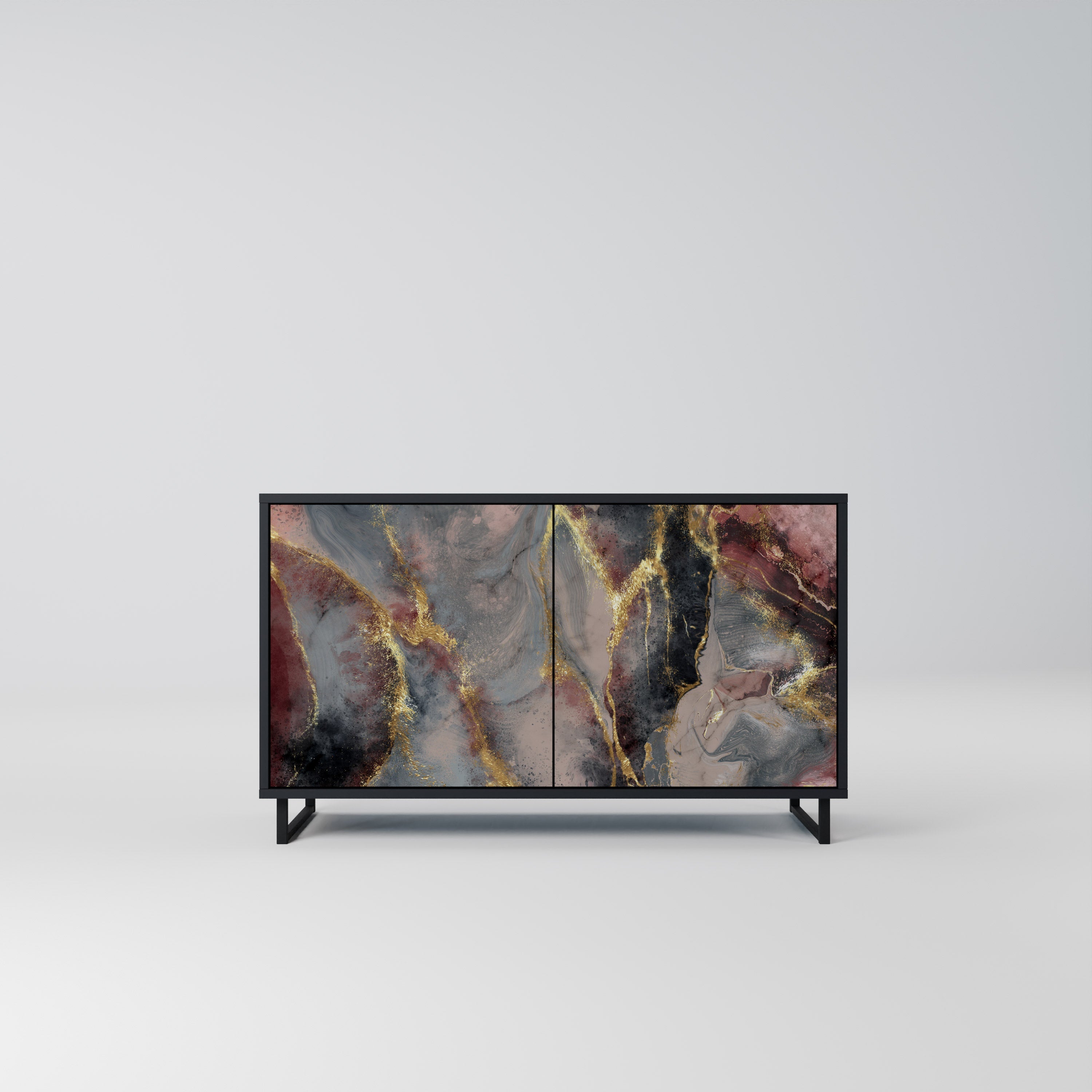 GOLDEN TIDES Aparador de 2 Portas em Acabamento Preto