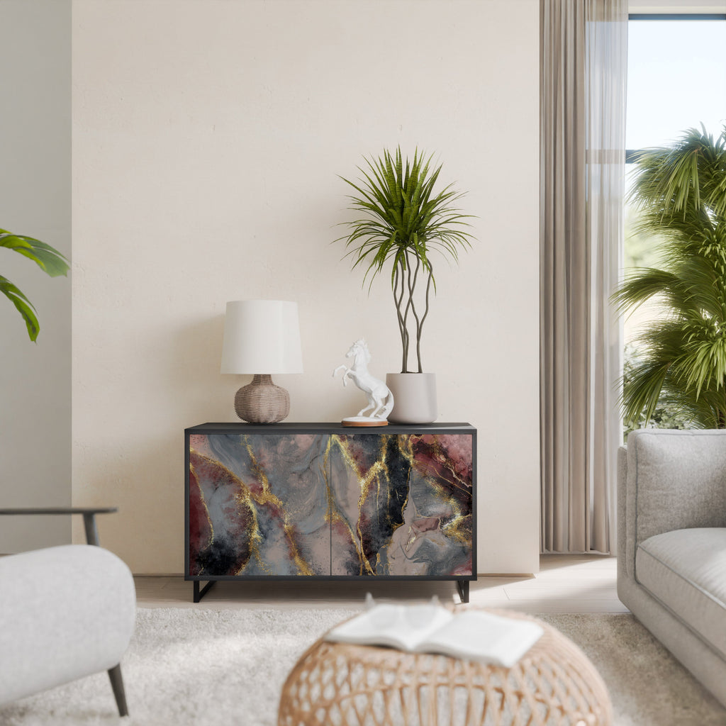 GOLDEN TIDES Aparador de 2 Portas em Acabamento Preto