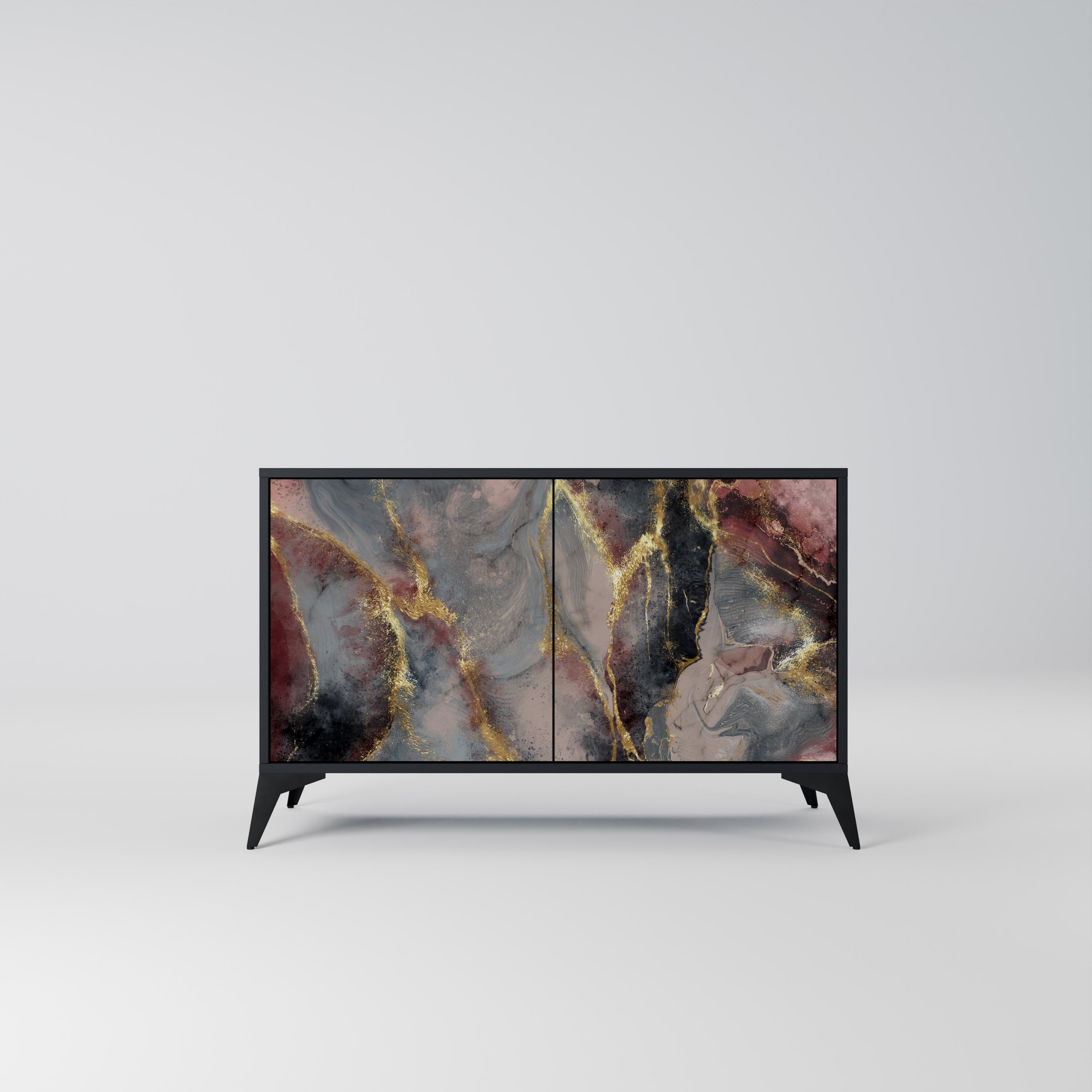 GOLDEN TIDES Aparador de 2 Portas em Acabamento Preto