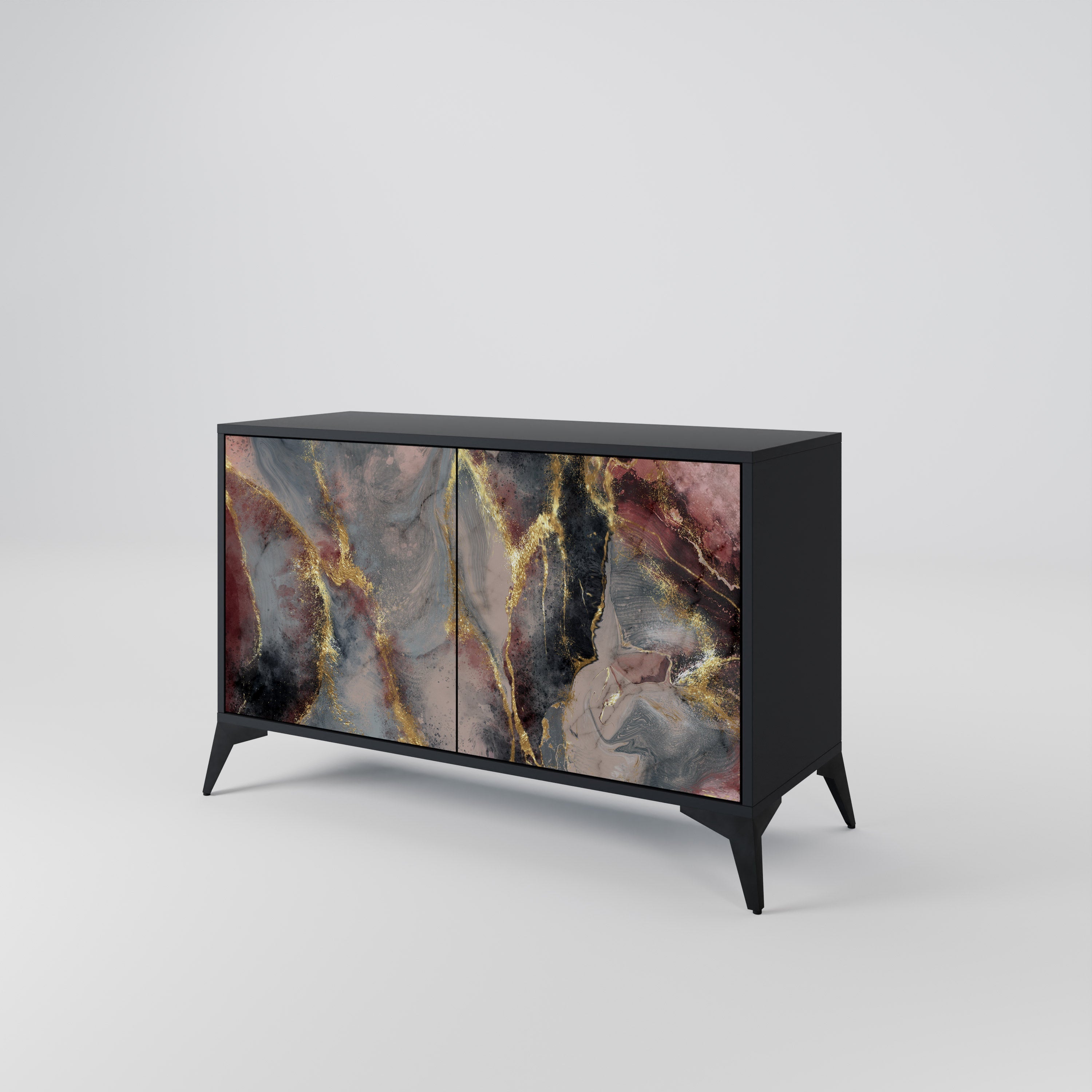 GOLDEN TIDES Aparador de 2 Portas em Acabamento Preto