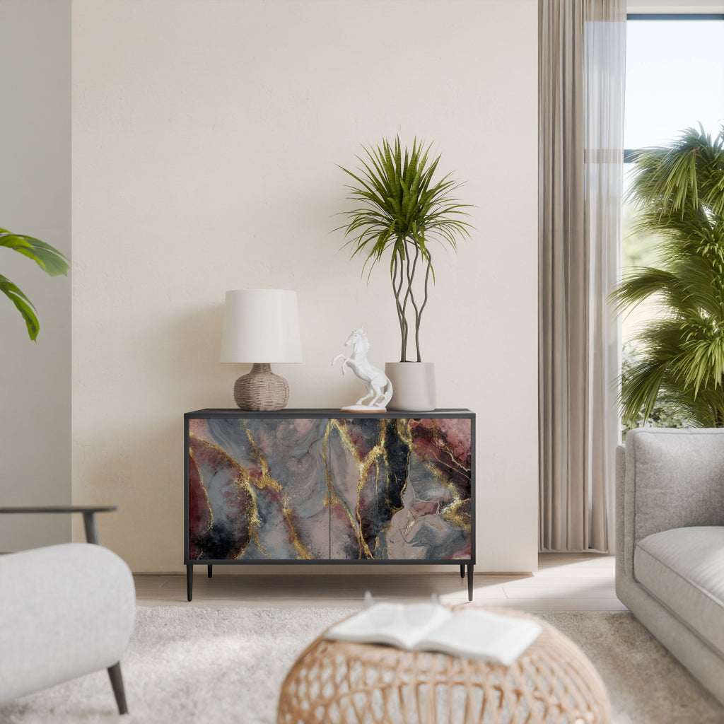 GOLDEN TIDES Aparador de 2 Portas em Acabamento Preto