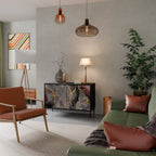 GOLDEN TIDES Aparador de 2 Portas em Acabamento Preto