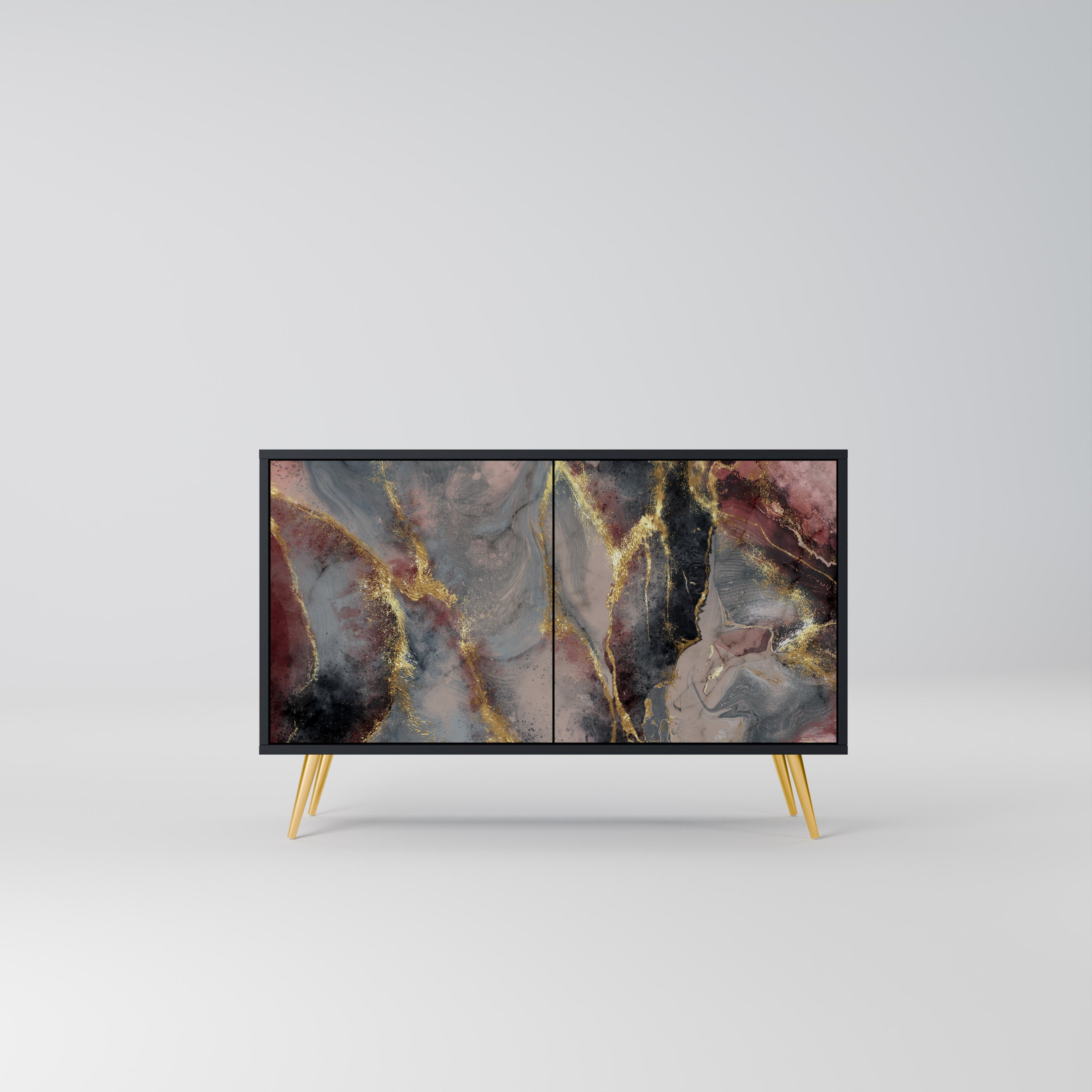 GOLDEN TIDES Aparador de 2 Portas em Acabamento Preto