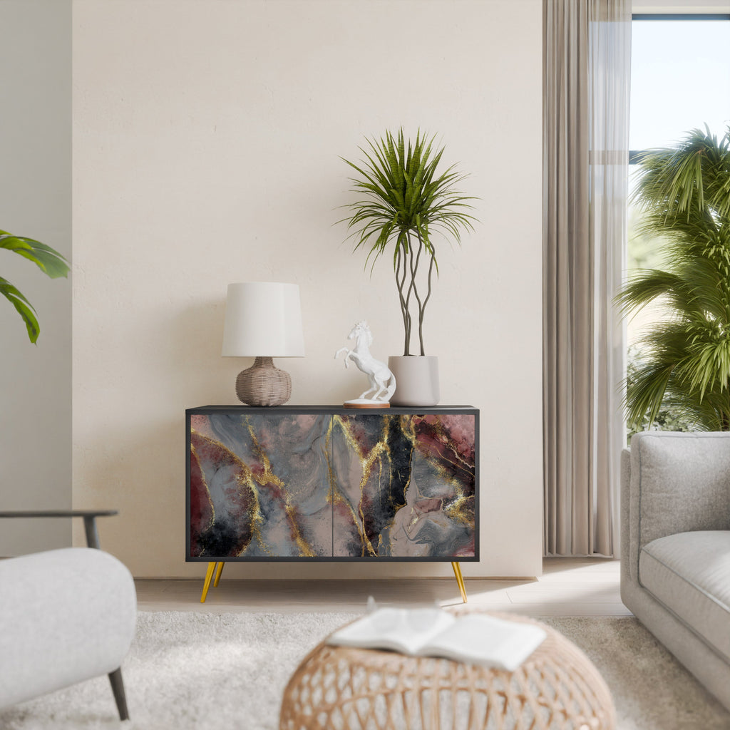 GOLDEN TIDES Aparador de 2 Portas em Acabamento Preto