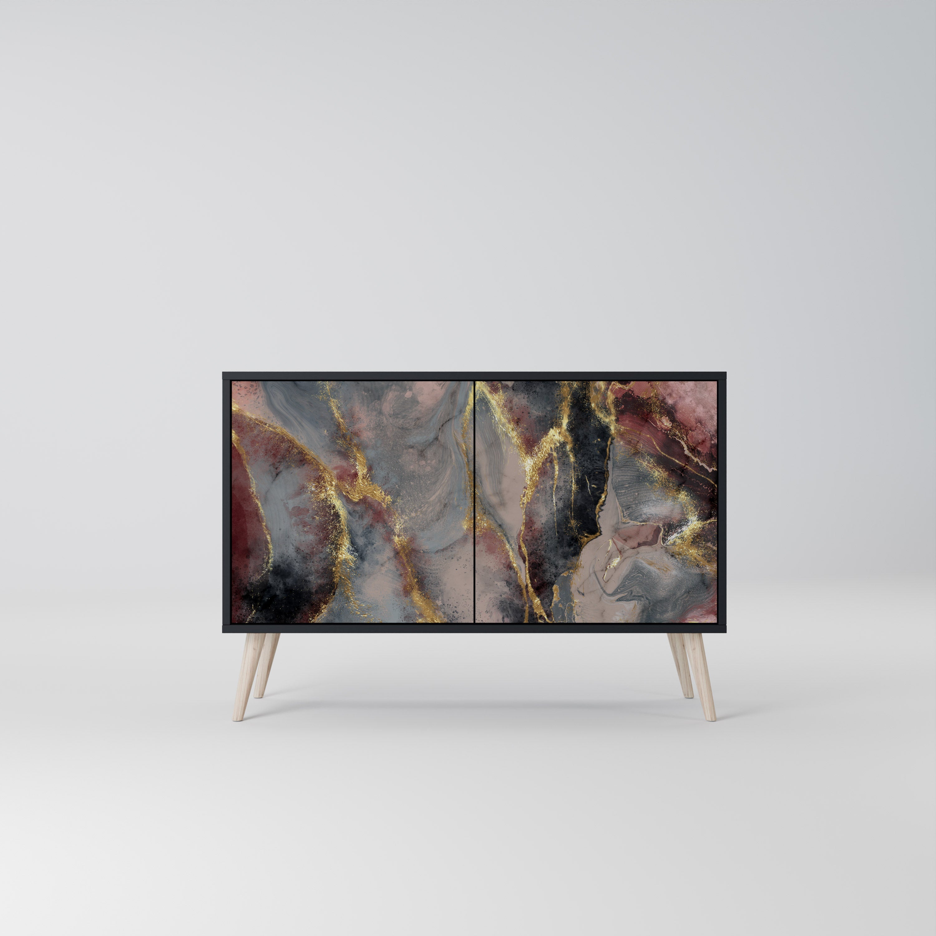 GOLDEN TIDES Aparador de 2 Portas em Acabamento Preto