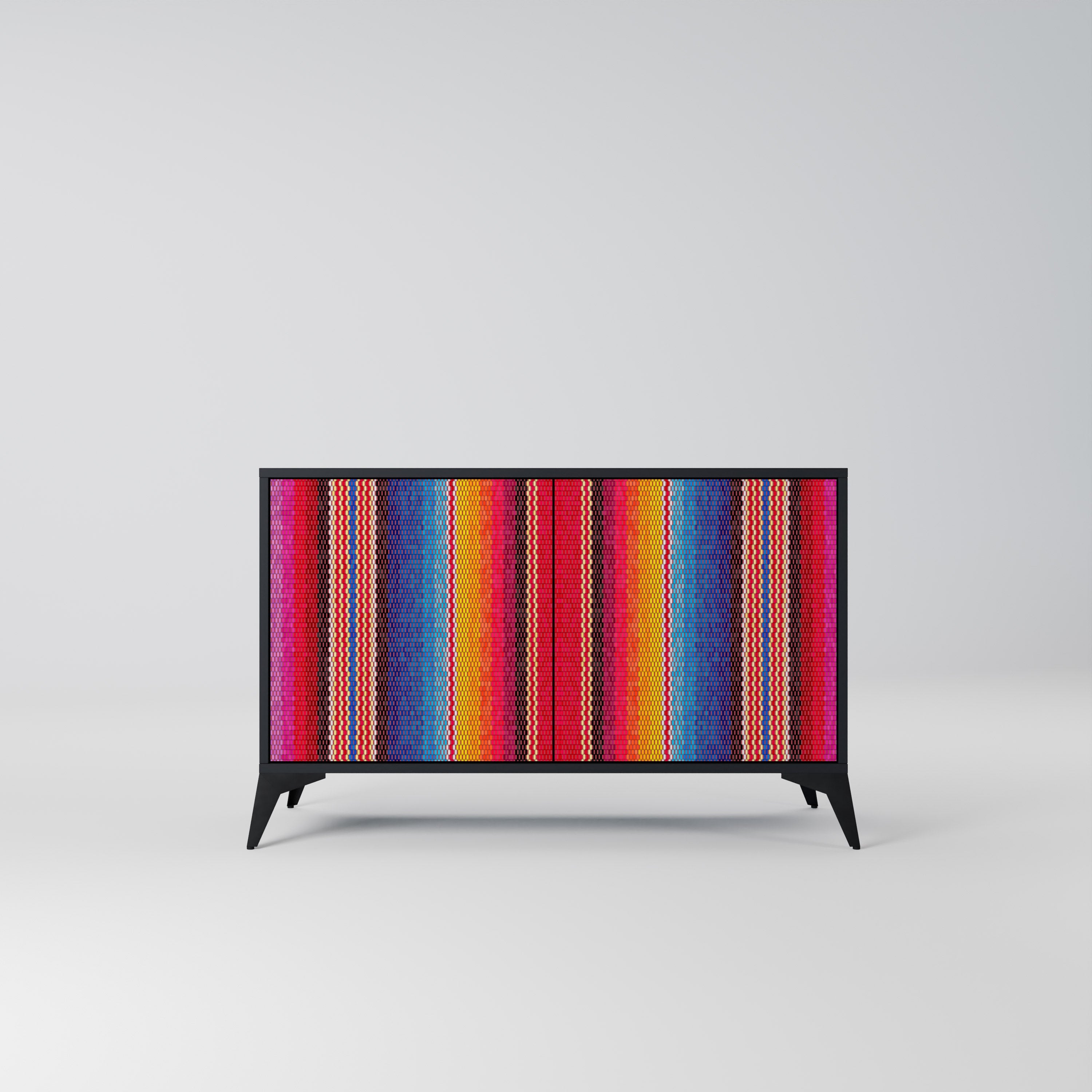 ETHNIC MEXICAN Aparador de 2 Portas em Acabamento Preto