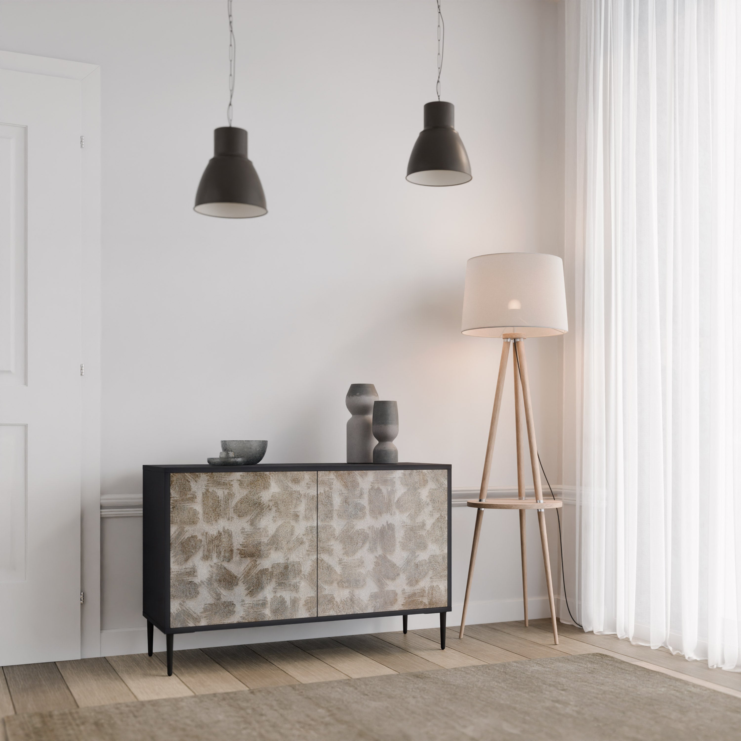 SLIGHTLY BLURRED Aparador de 2 Portas em Acabamento Preto