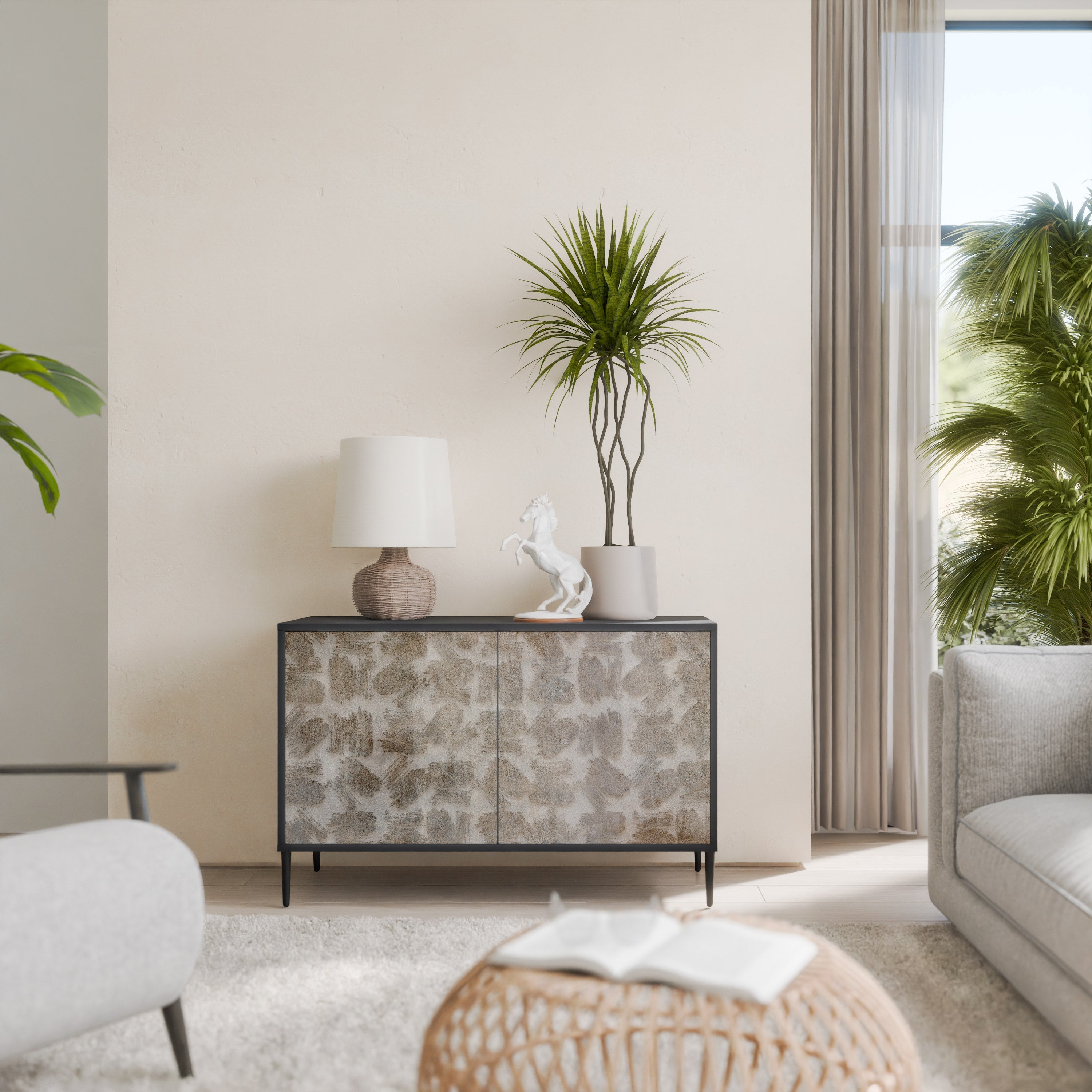 SLIGHTLY BLURRED Aparador de 2 Portas em Acabamento Preto