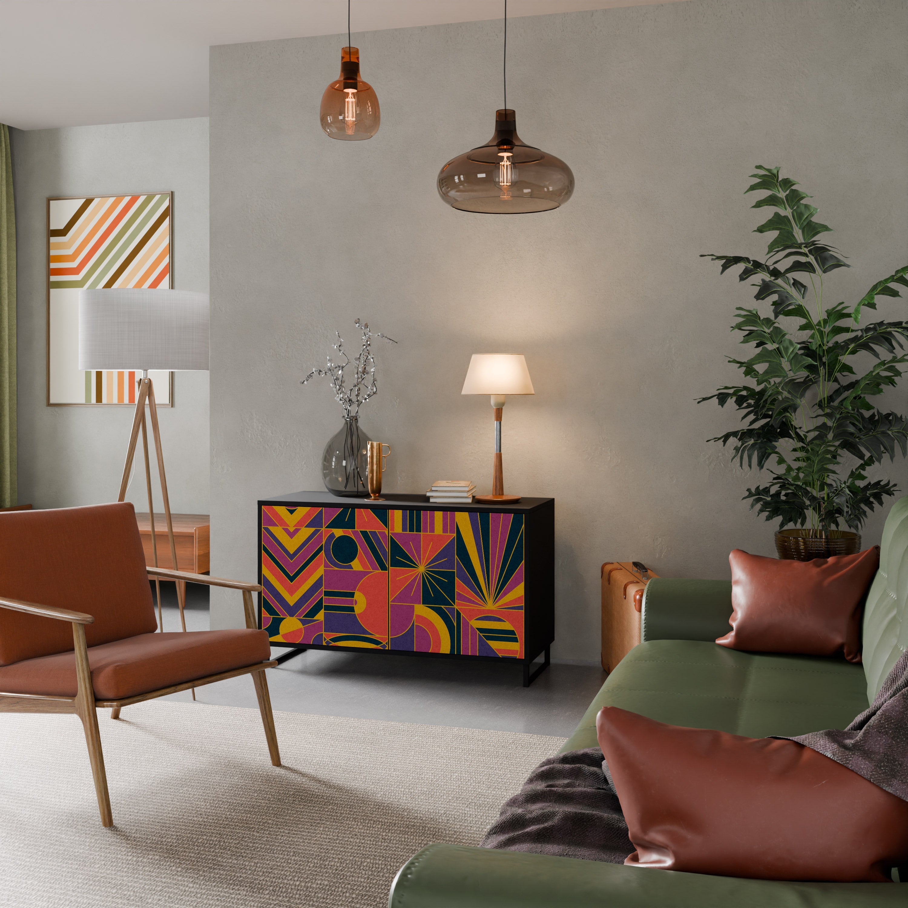 ELECTRIC PATTERNS Aparador de 2 Portas em Acabamento Preto