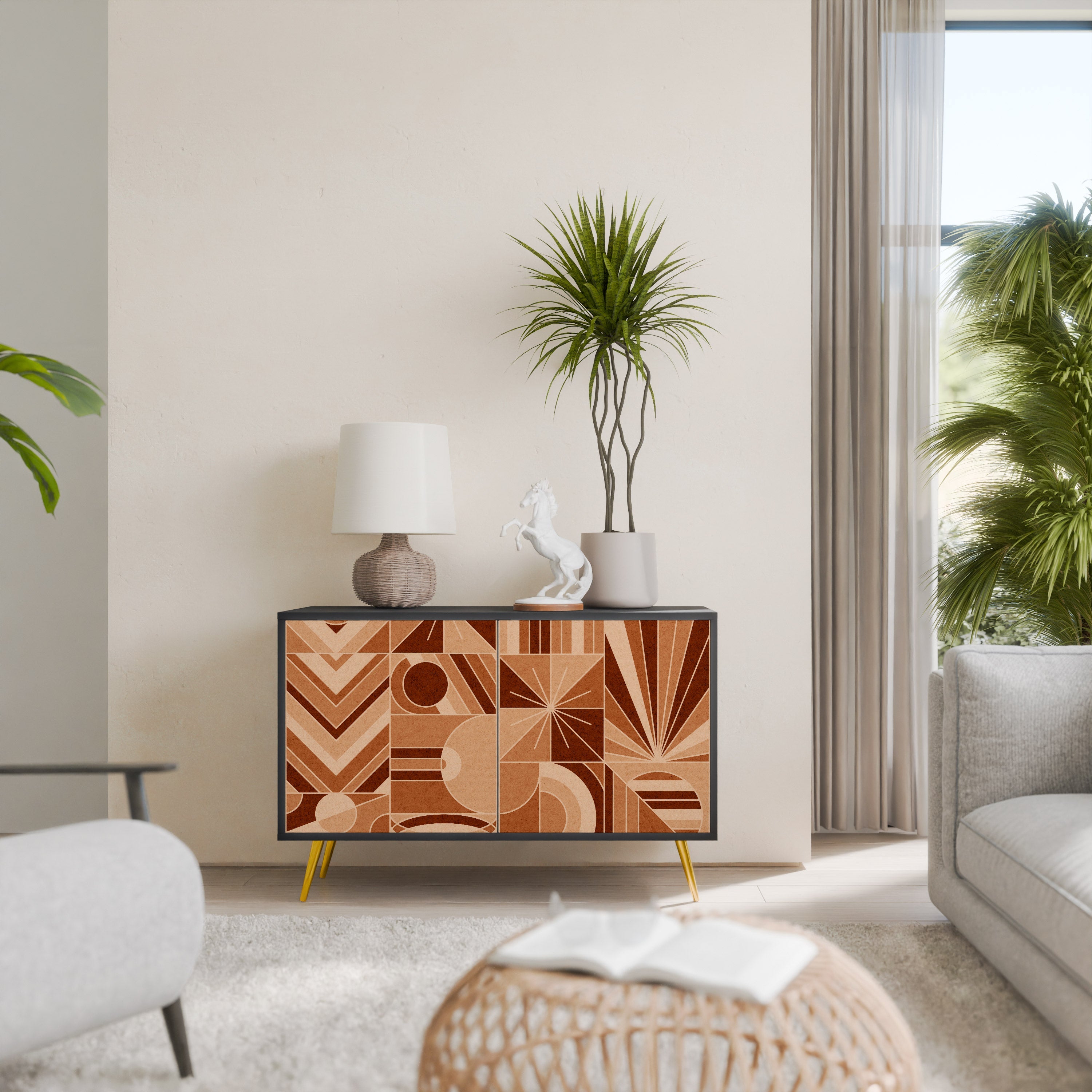 PRISM MOSAIC Aparador de 2 Portas em Acabamento Preto