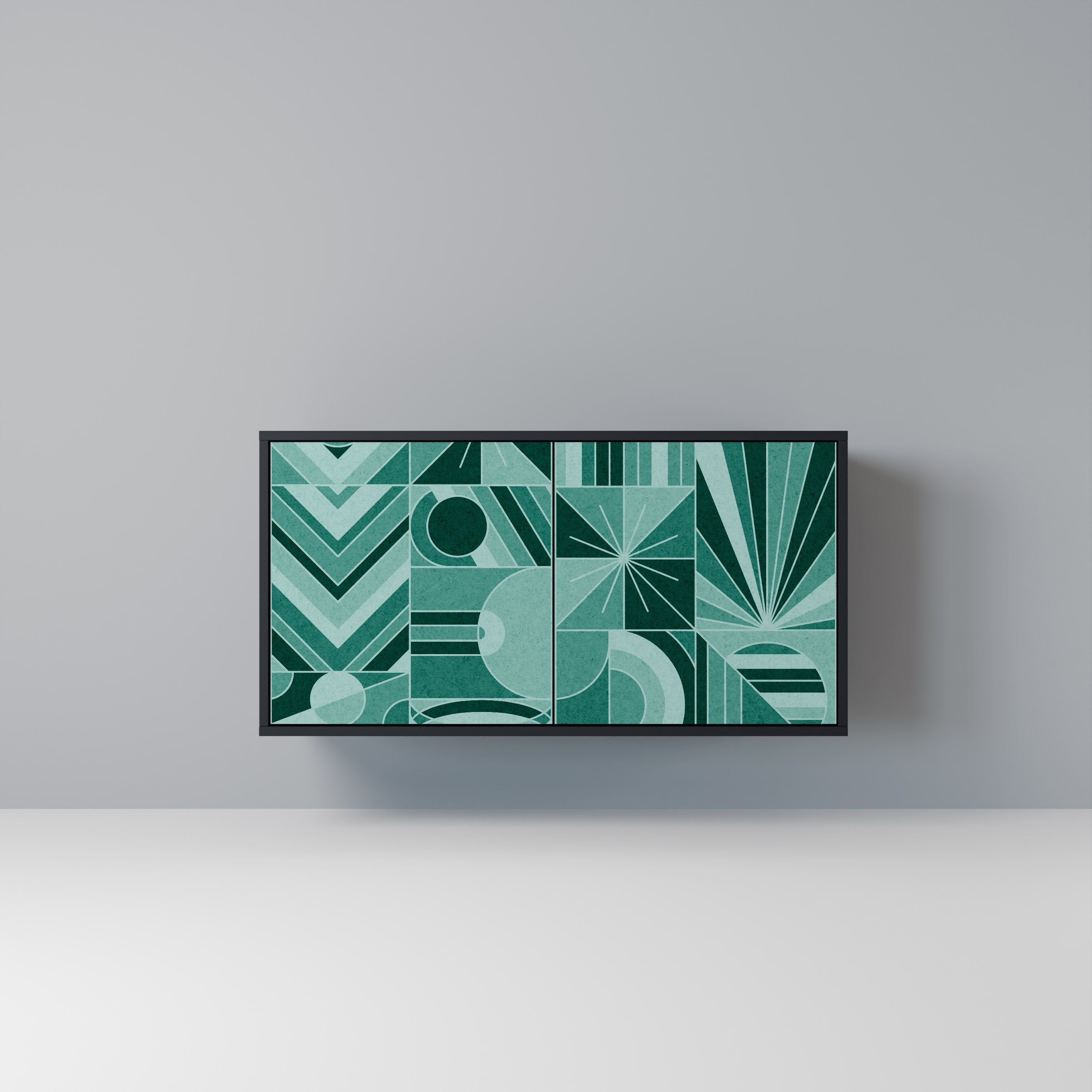 HARMONIC GRID Aparador de 2 Portas em Acabamento Preto