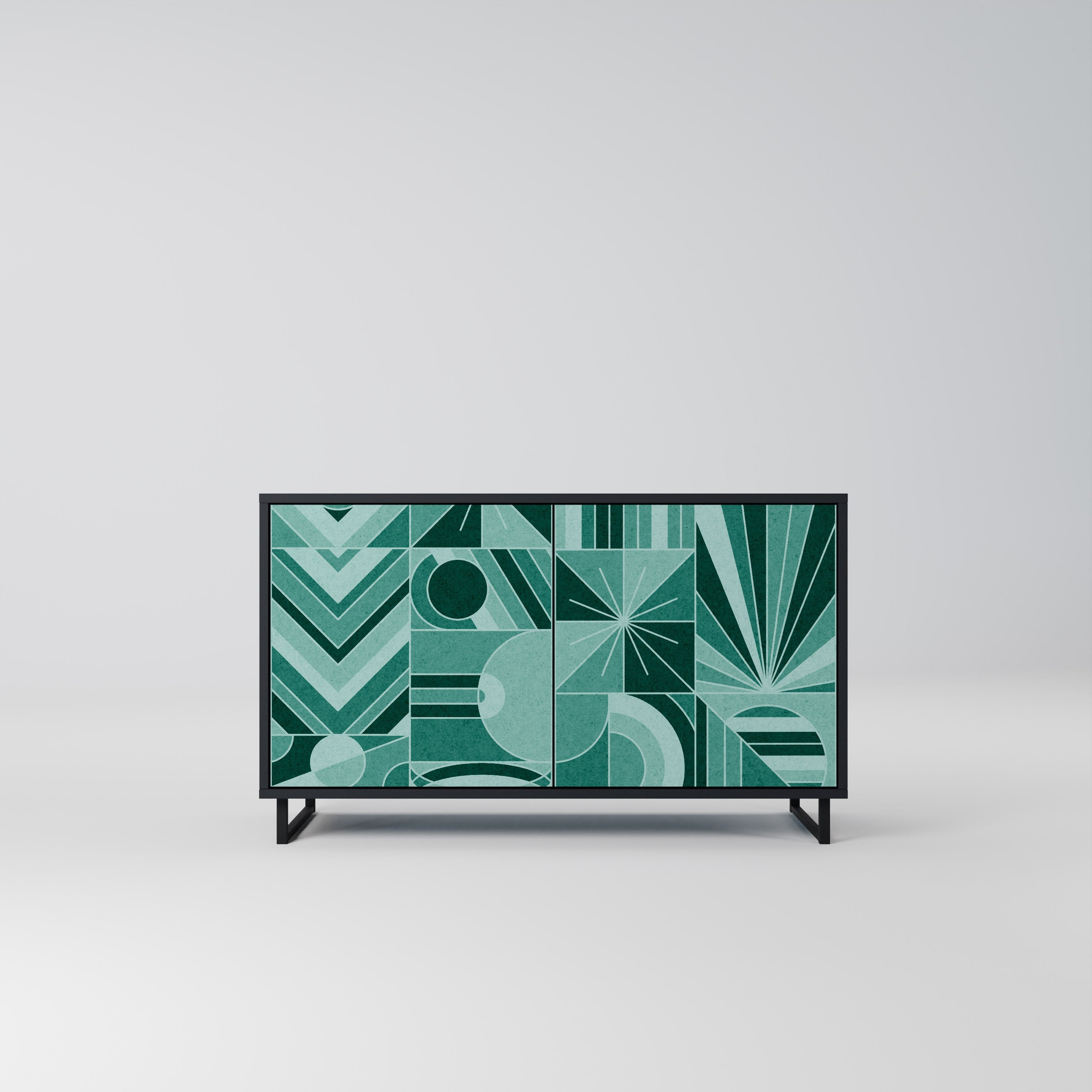 HARMONIC GRID Aparador de 2 Portas em Acabamento Preto