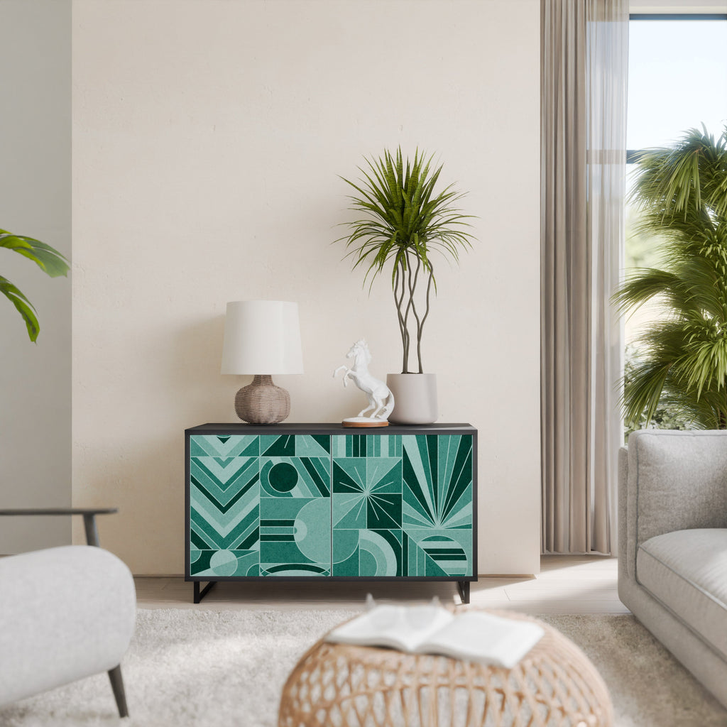 HARMONIC GRID 2-Door Sideboard in Black Finish