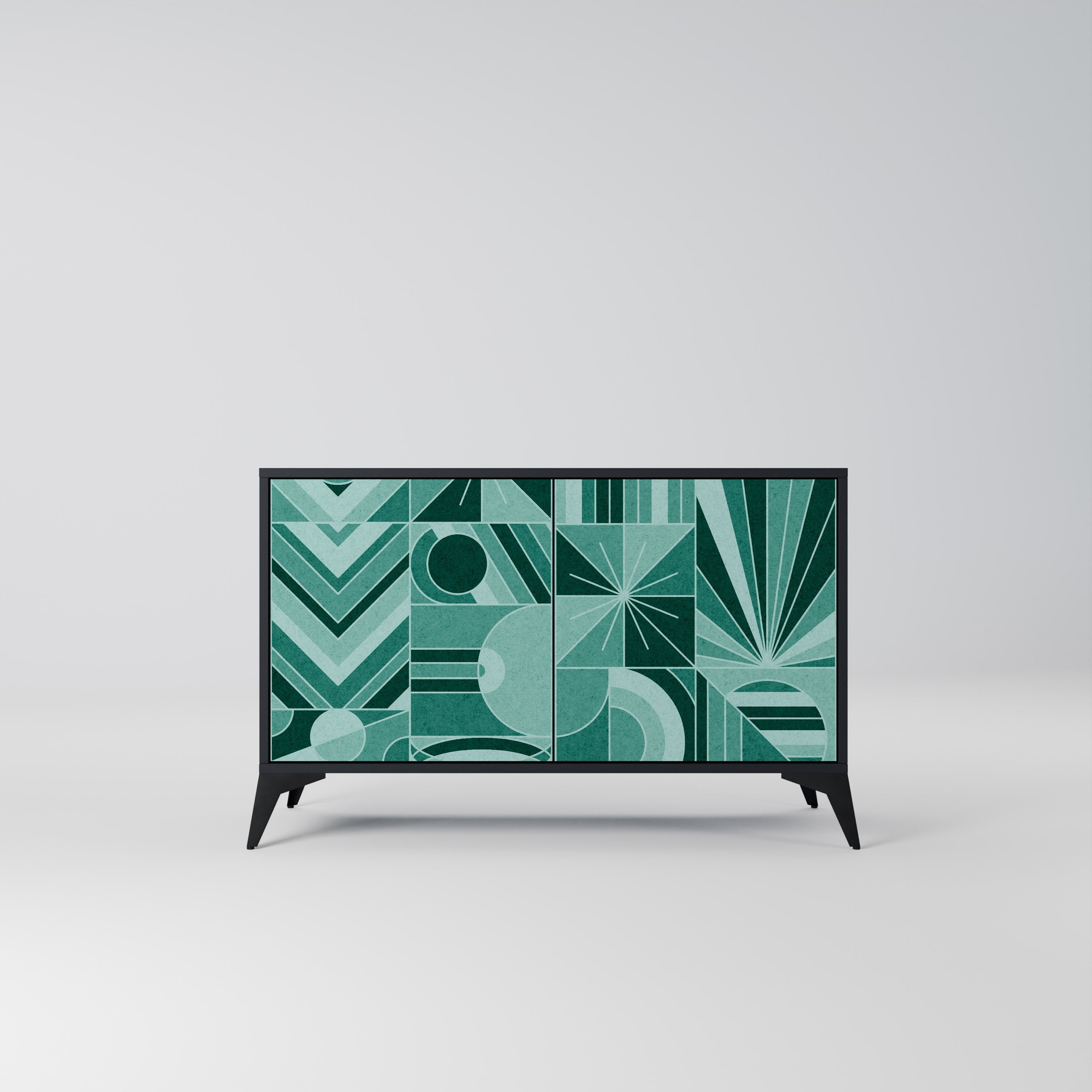 HARMONIC GRID Aparador de 2 Portas em Acabamento Preto