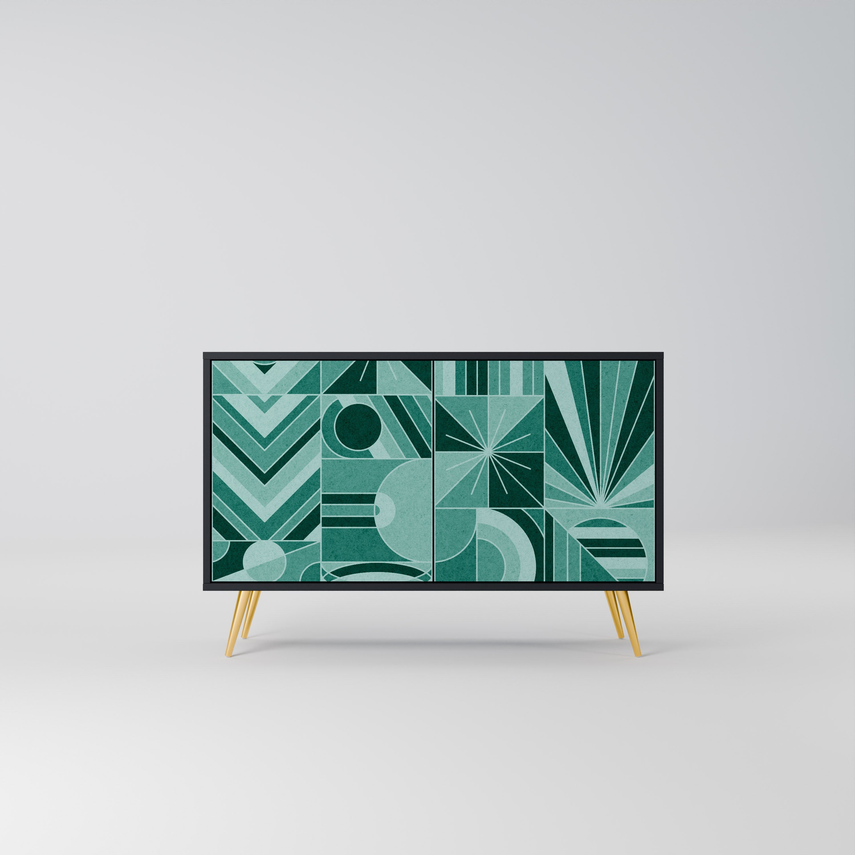 HARMONIC GRID Aparador de 2 Portas em Acabamento Preto