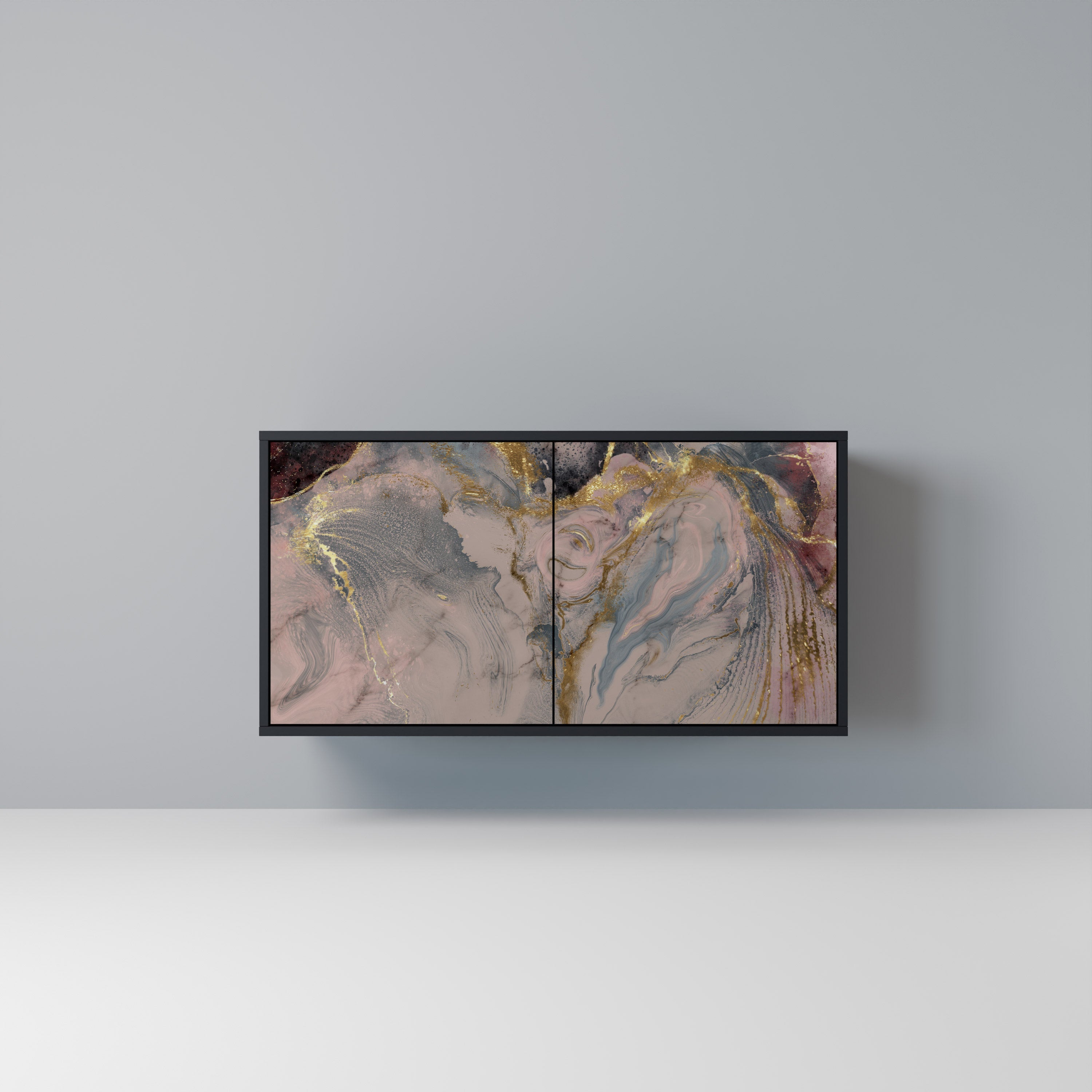 GILDED SWIRLS Aparador de 2 Portas em Acabamento Preto