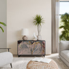 GILDED SWIRLS Aparador de 2 Portas em Acabamento Preto