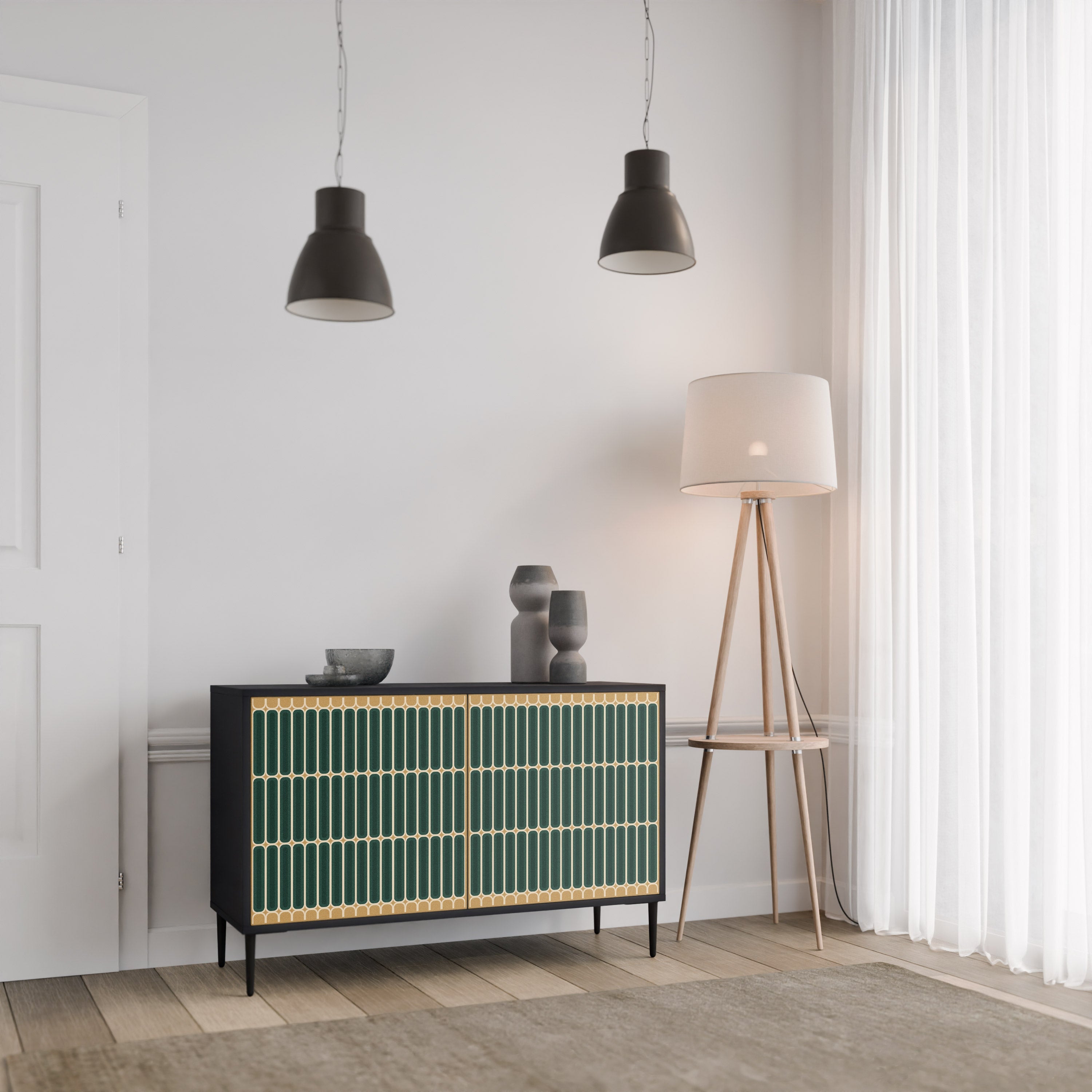 ILUSION GATE Aparador de 2 Portas em Acabamento Preto