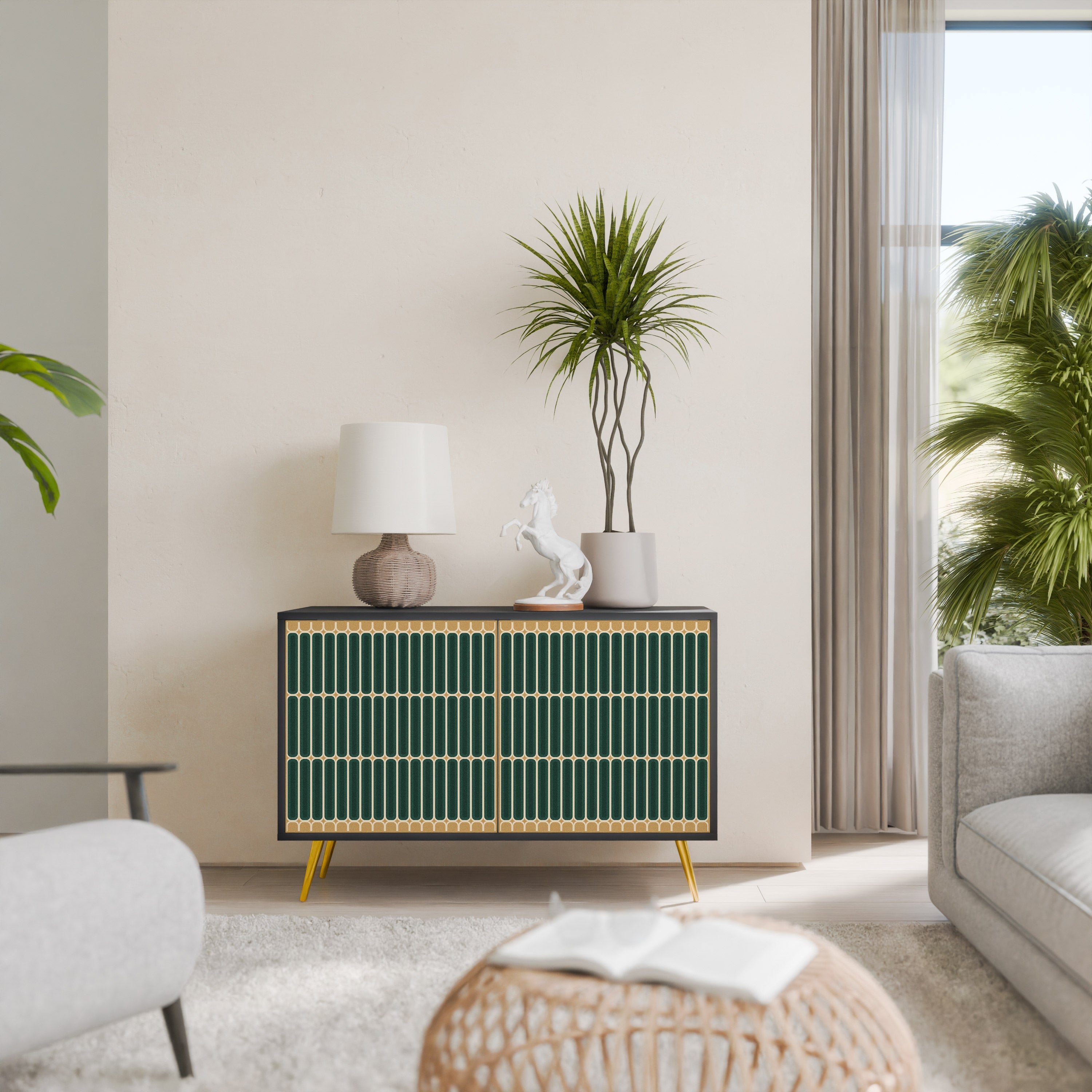 ILUSION GATE 2-Door Sideboard in Black Finish