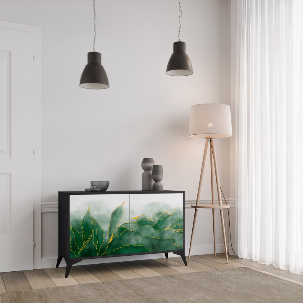 EXPENSIVE NATURE Aparador de 2 Portas em Acabamento Preto