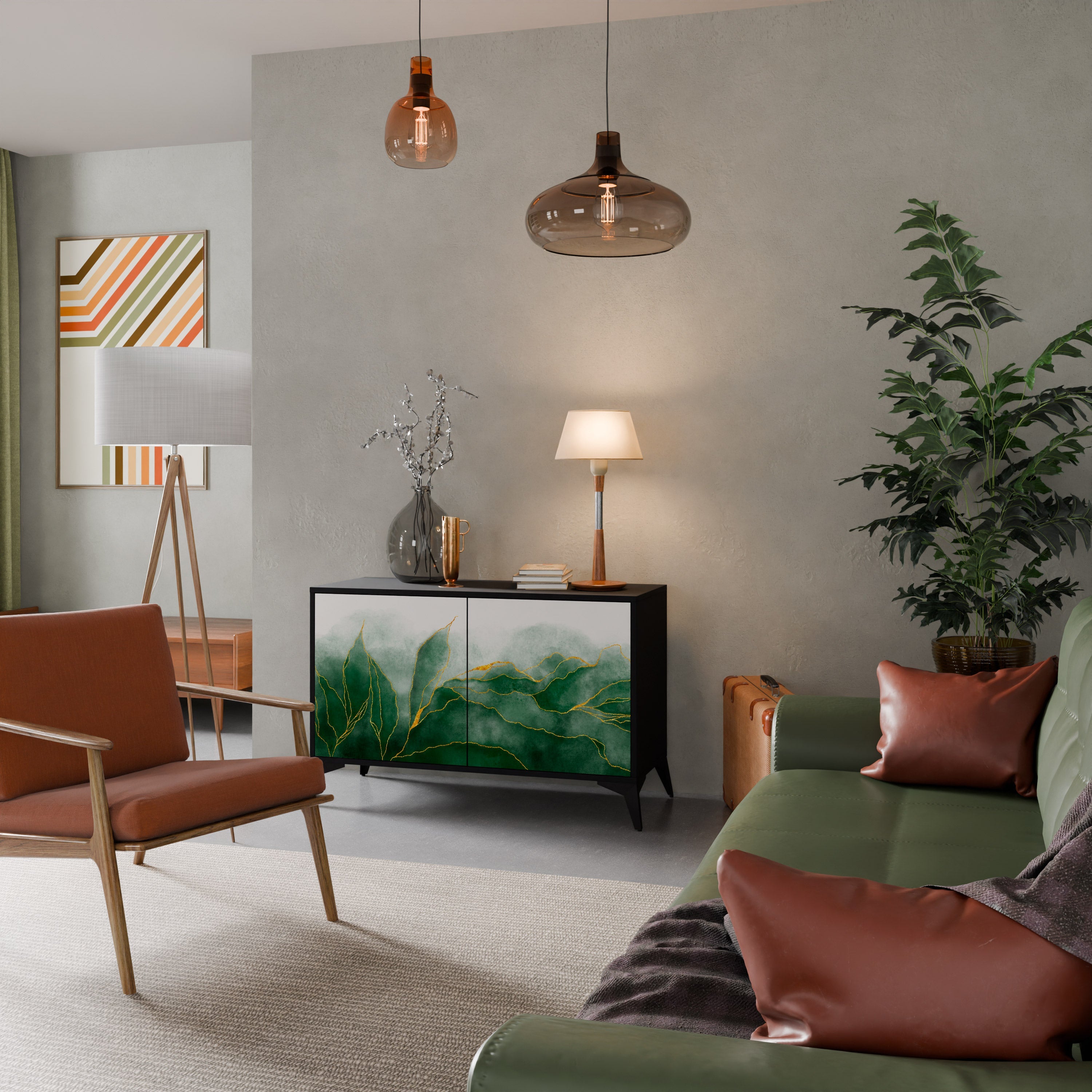 EXPENSIVE NATURE Aparador de 2 Portas em Acabamento Preto