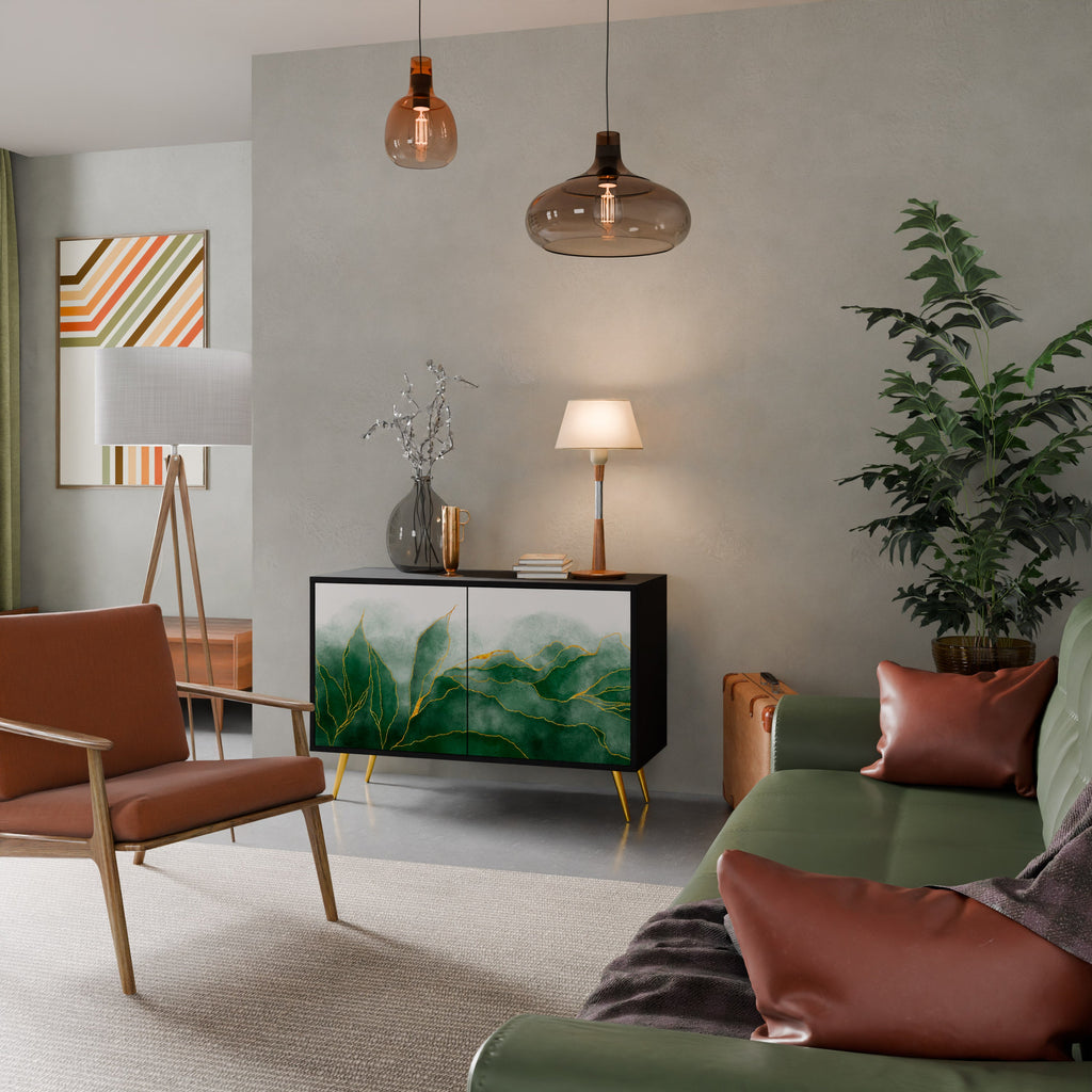 EXPENSIVE NATURE Aparador de 2 Portas em Acabamento Preto