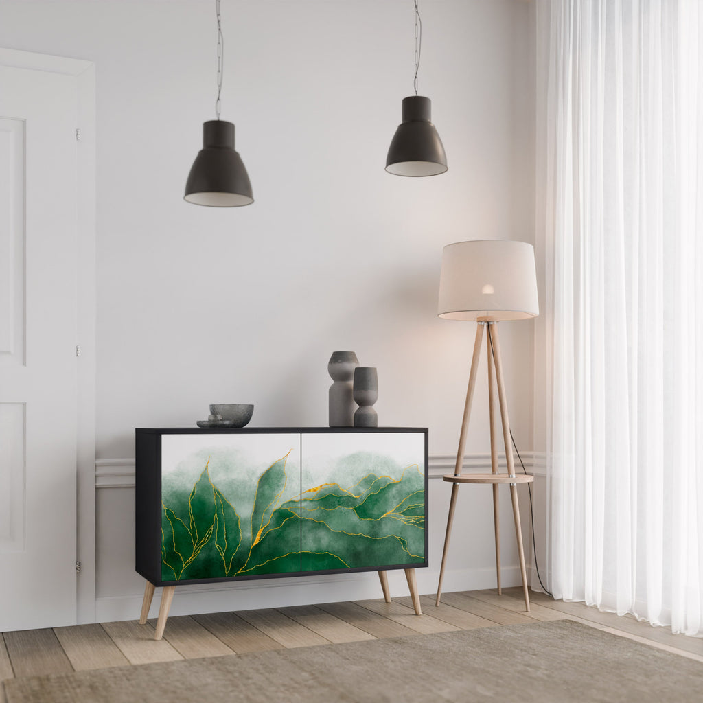 EXPENSIVE NATURE Aparador de 2 Portas em Acabamento Preto