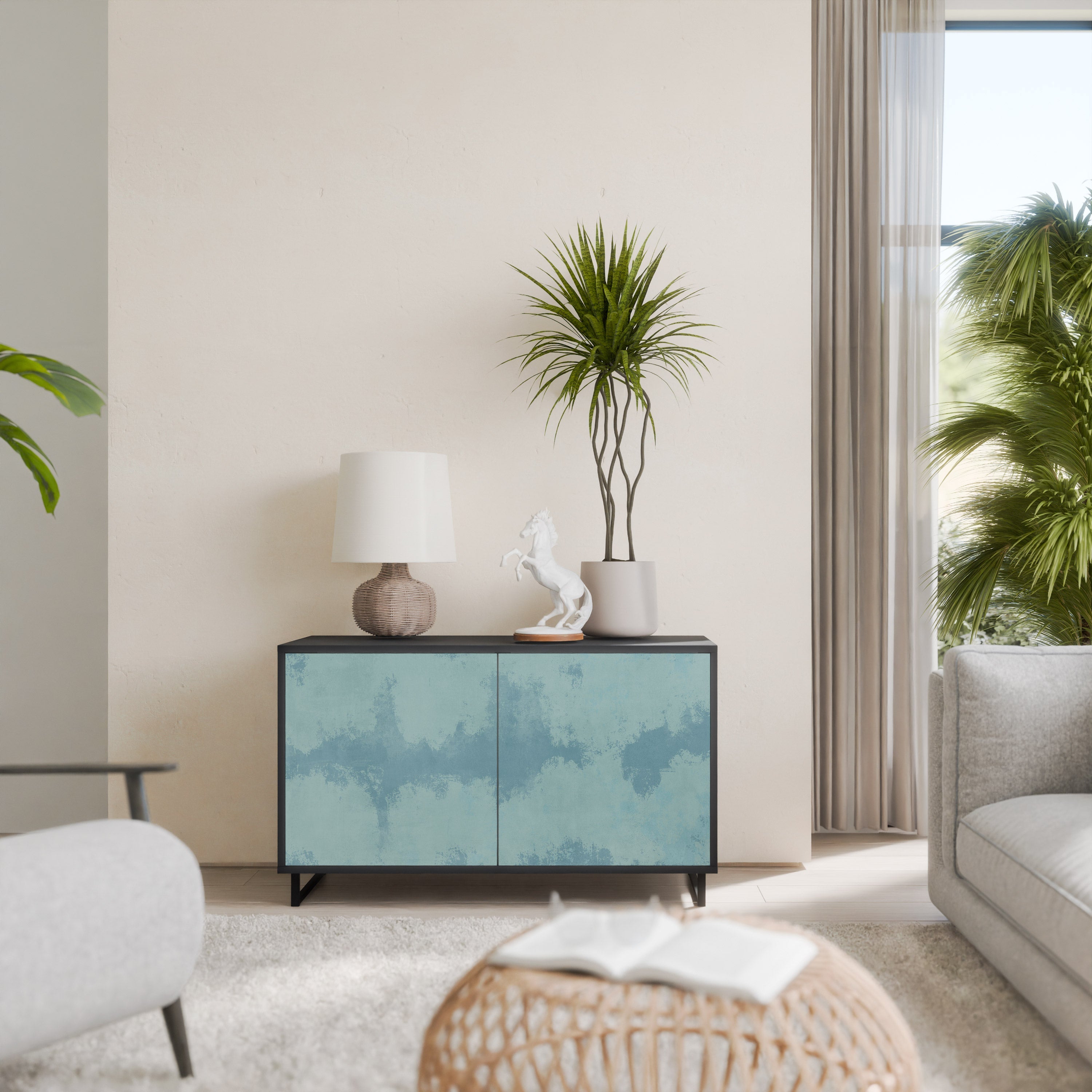 SKY WASH Aparador de 2 Portas em Acabamento Preto