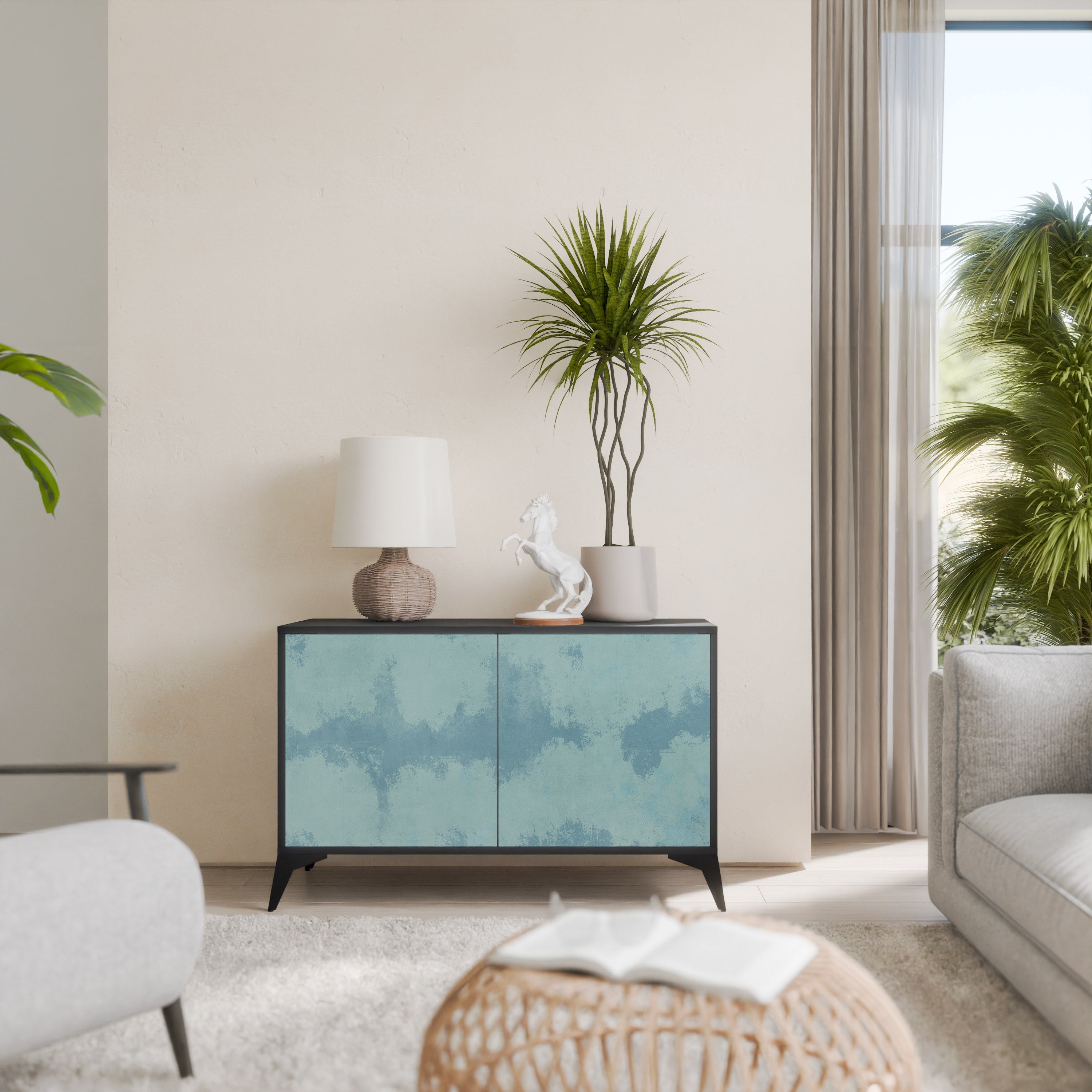 SKY WASH Aparador de 2 Portas em Acabamento Preto