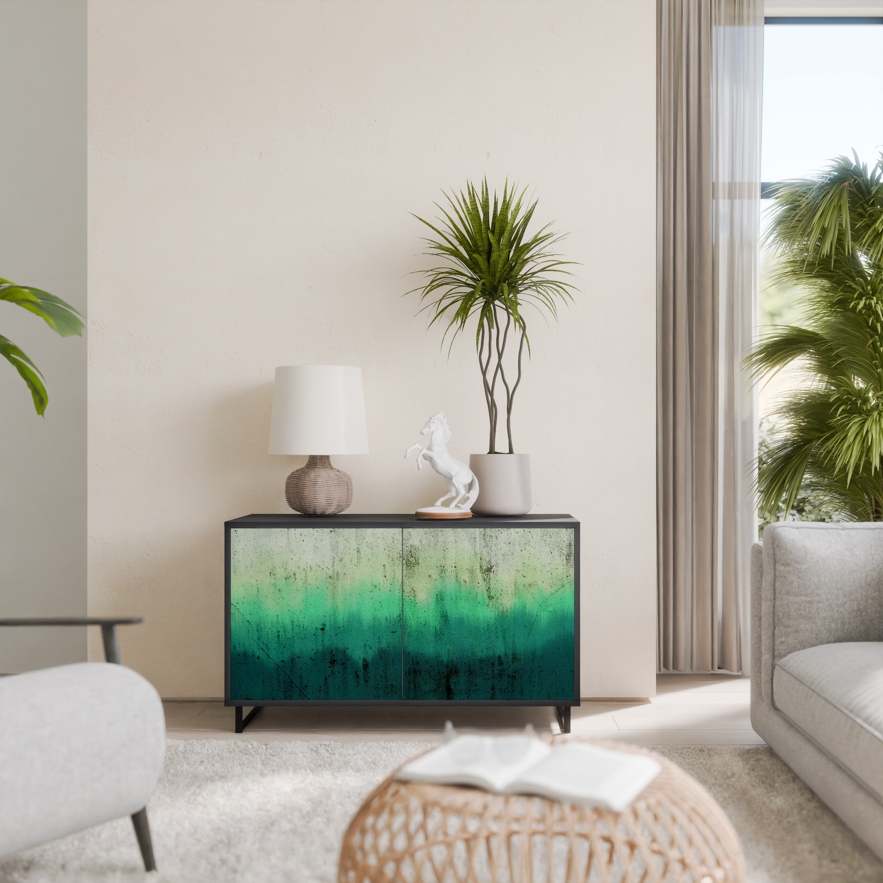 NORTHERN LIGHTS Aparador de 2 Portas em Acabamento Preto