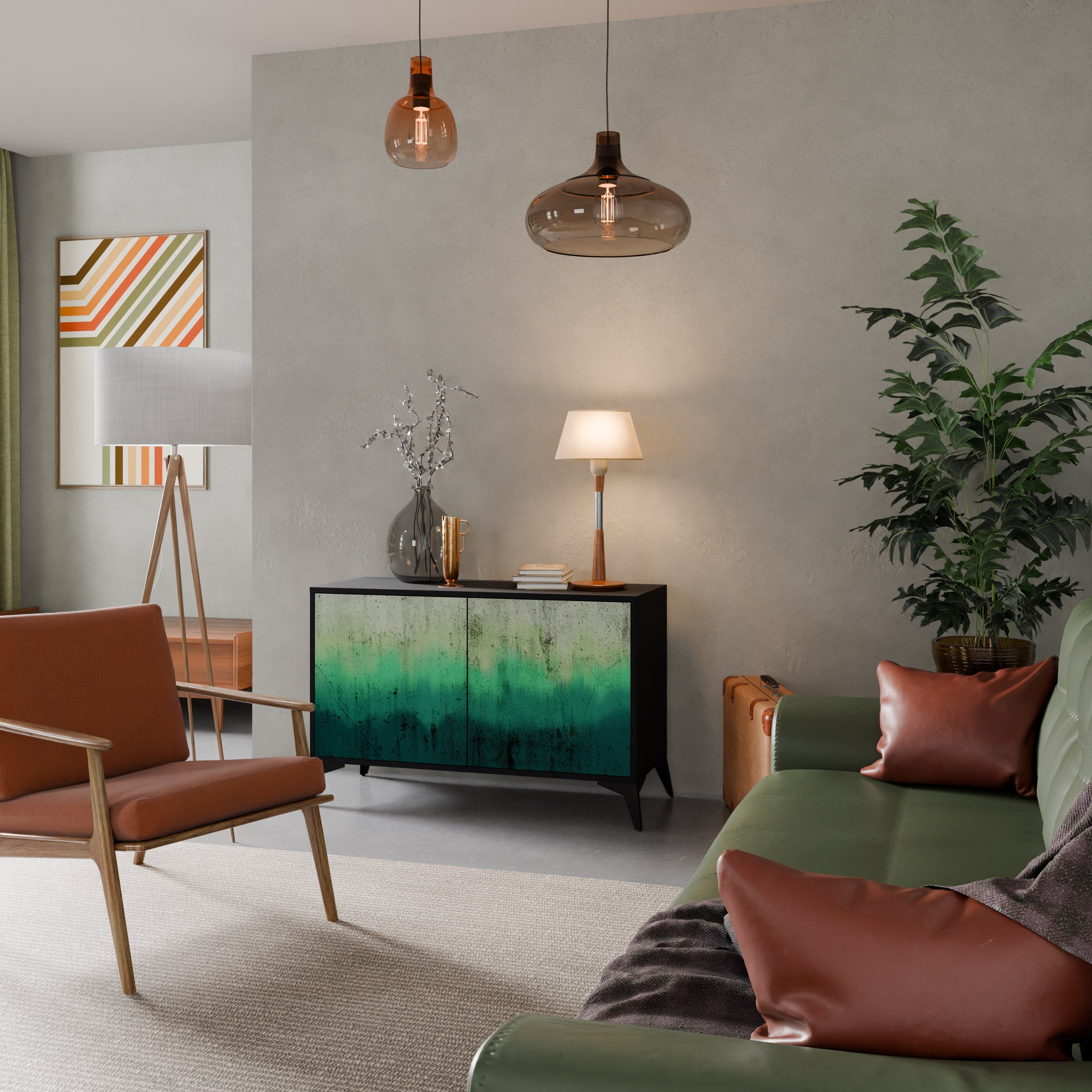 NORTHERN LIGHTS Aparador de 2 Portas em Acabamento Preto