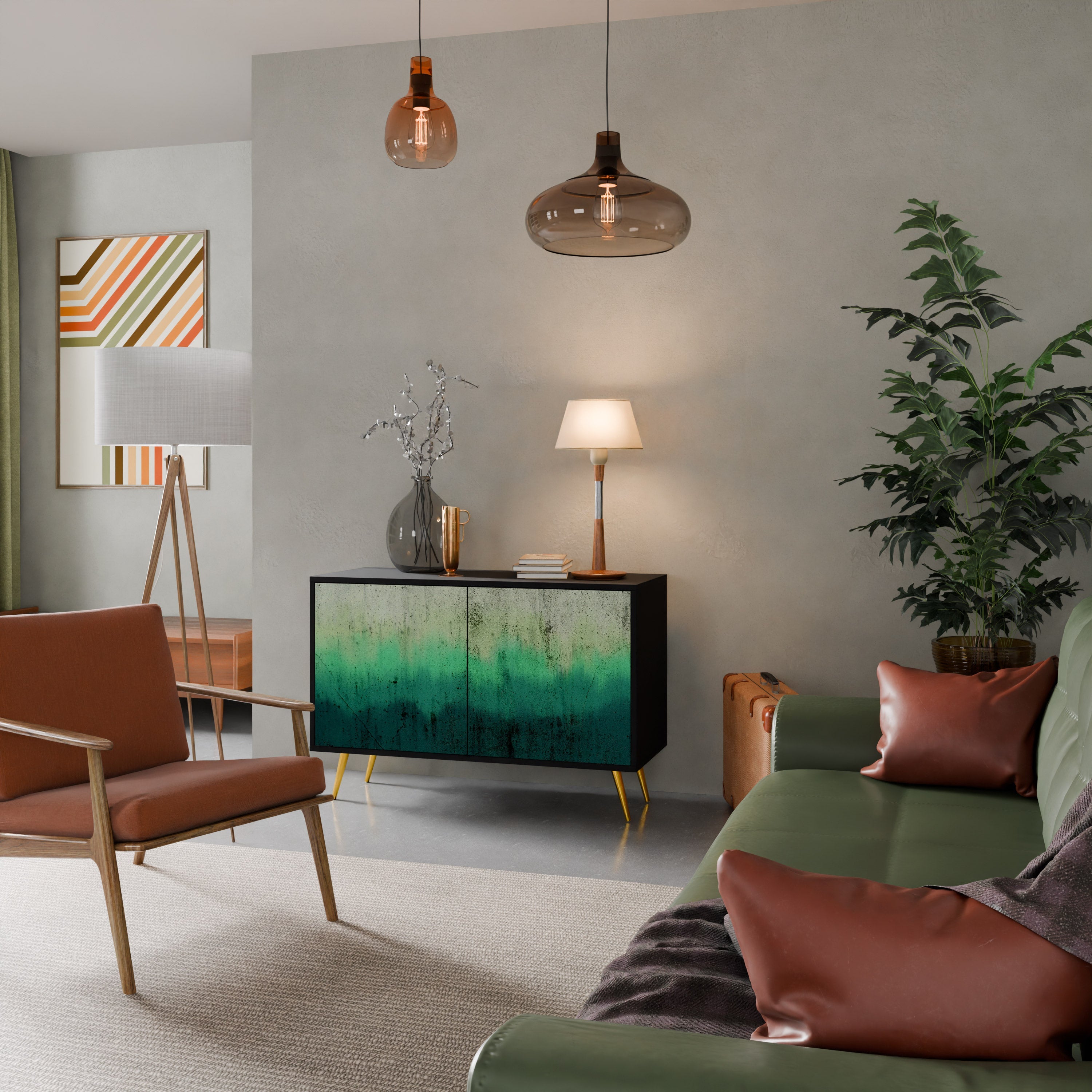 NORTHERN LIGHTS Aparador de 2 Portas em Acabamento Preto