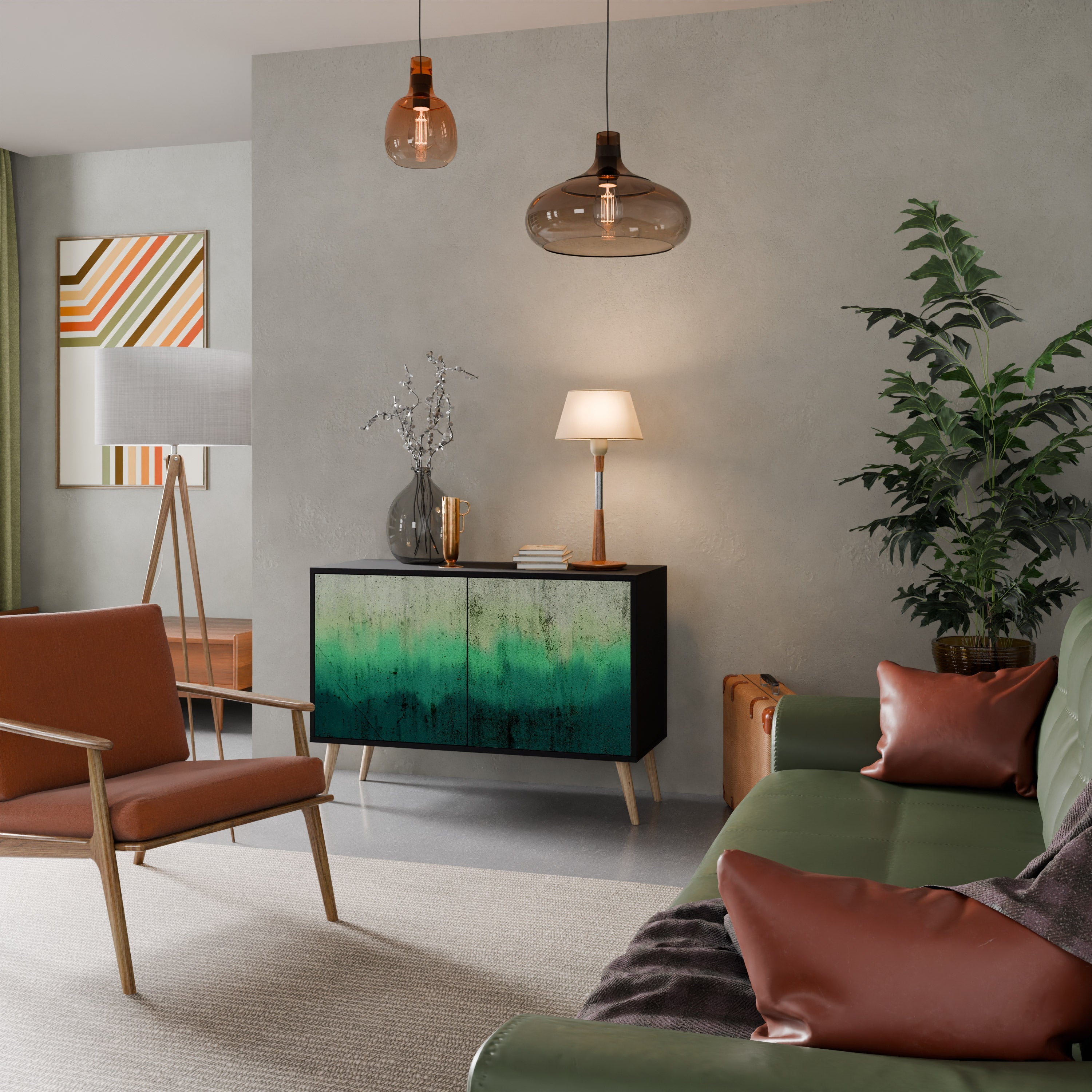 NORTHERN LIGHTS Aparador de 2 Portas em Acabamento Preto