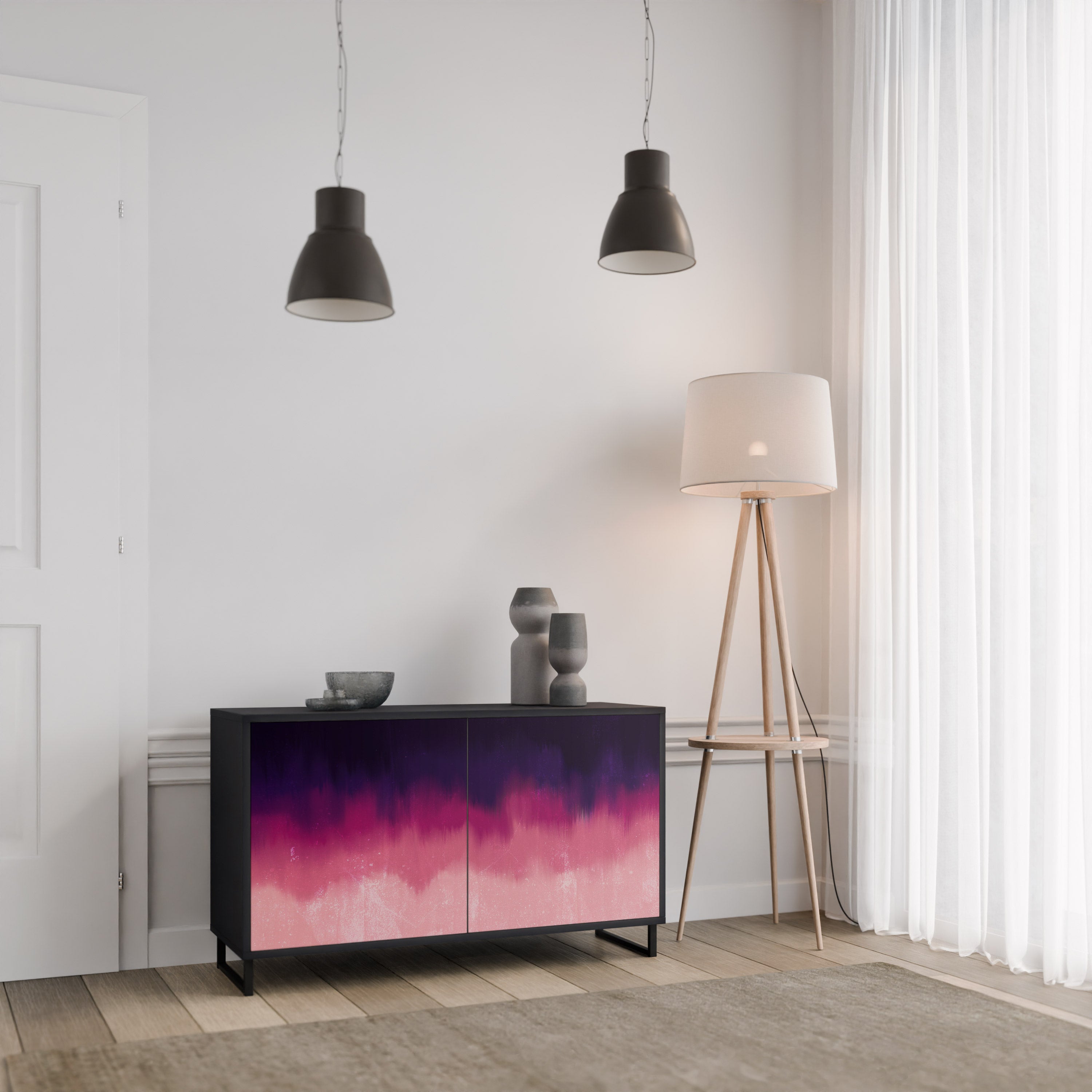 AURORA BOREALIS 2-Door Sideboard in Black Finish