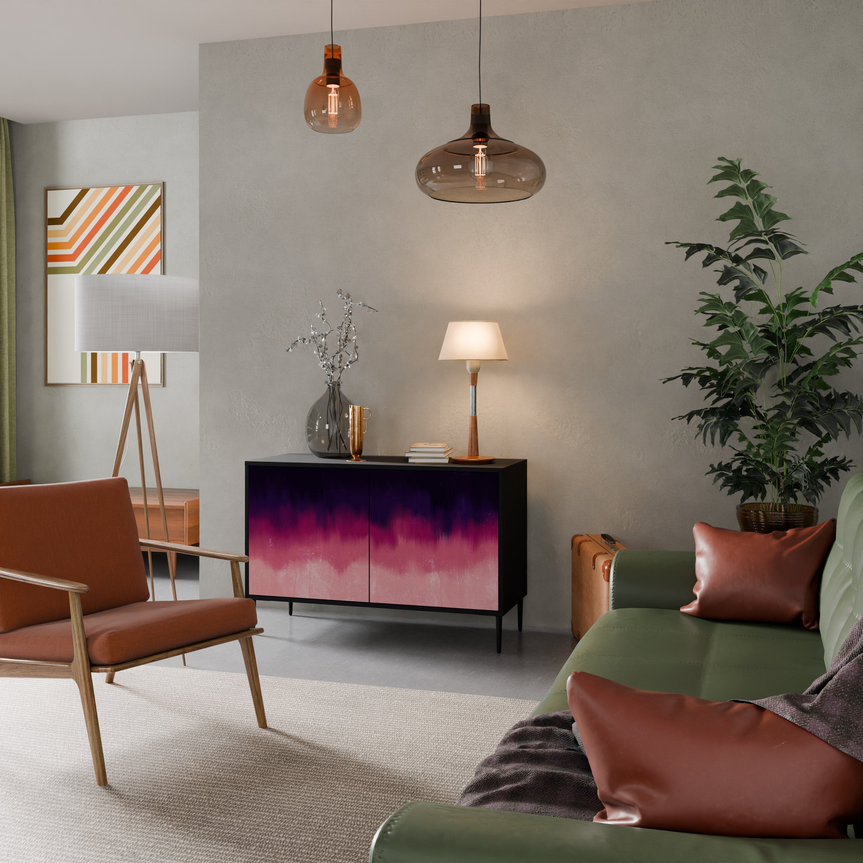 AURORA BOREALIS Aparador de 2 Portas em Acabamento Preto