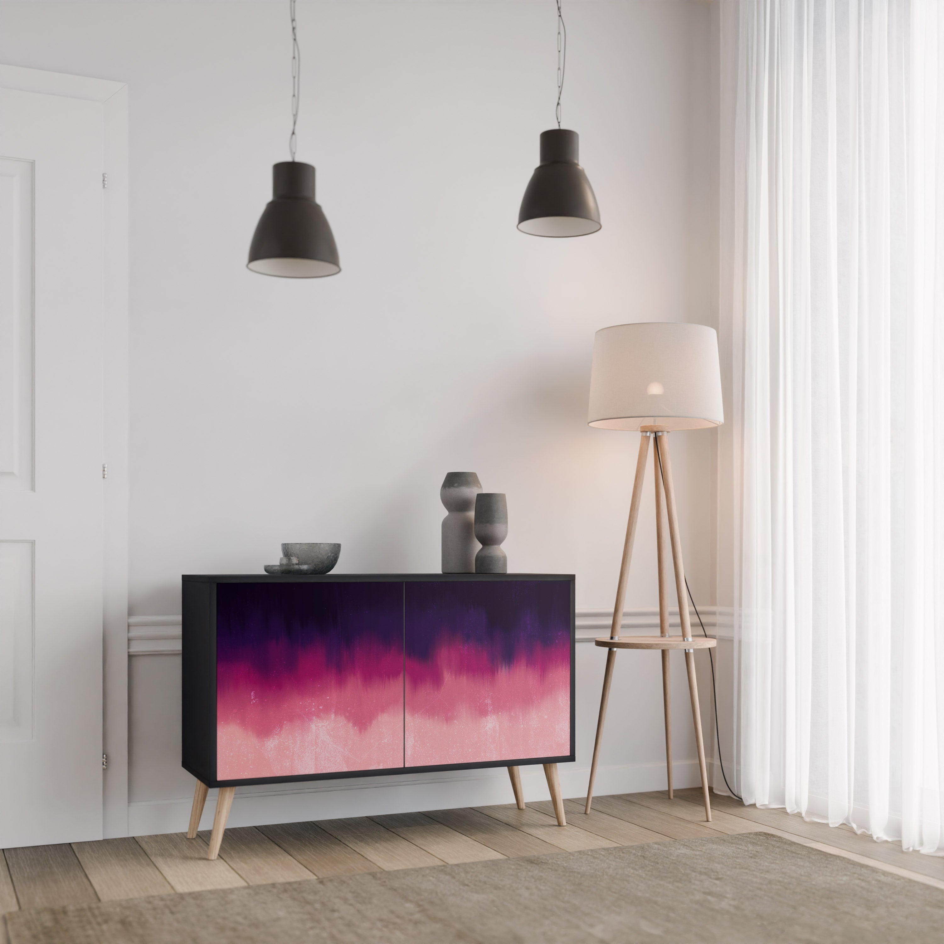 AURORA BOREALIS 2-Door Sideboard in Black Finish