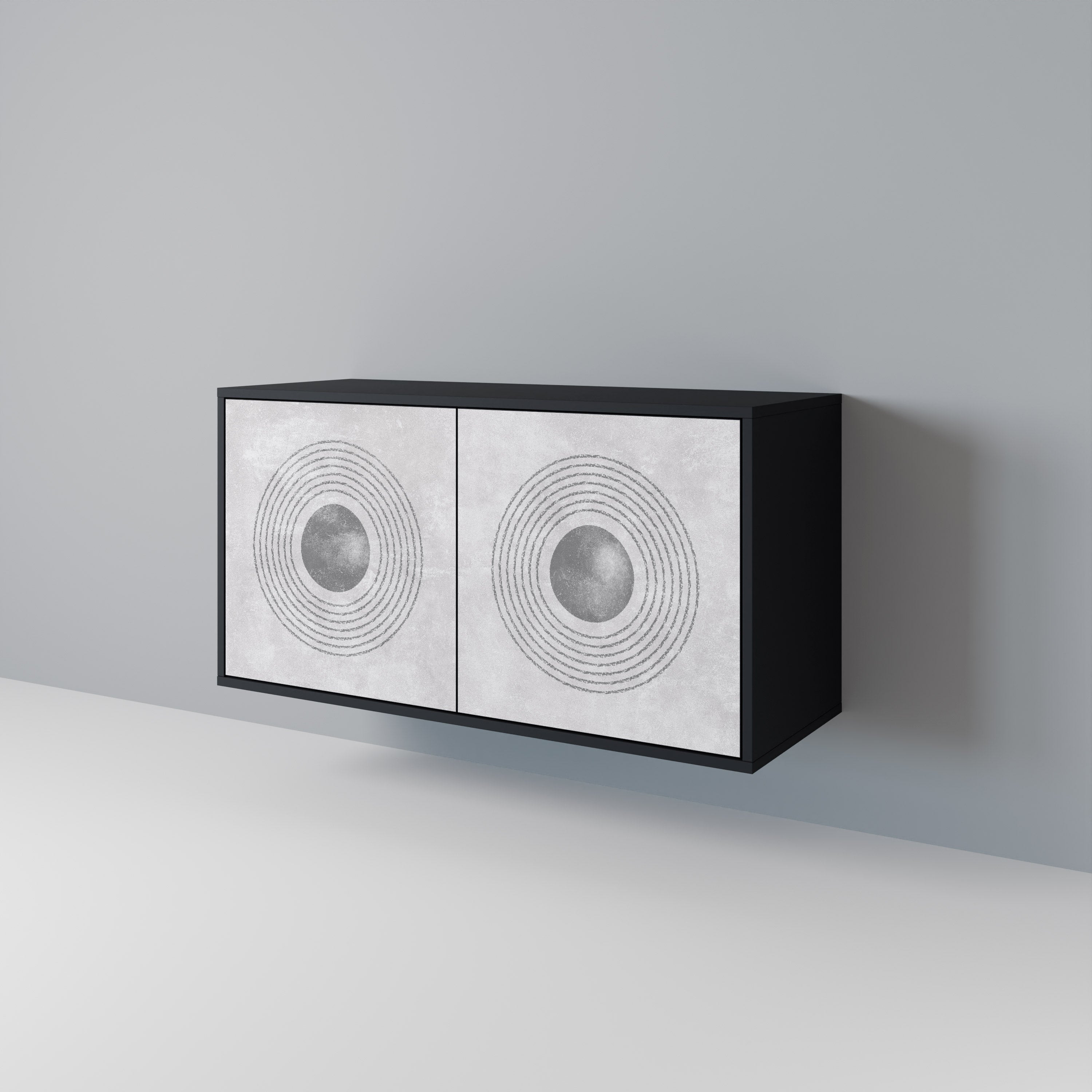 SOLID CIRCLES Aparador de 2 Portas em Acabamento Preto