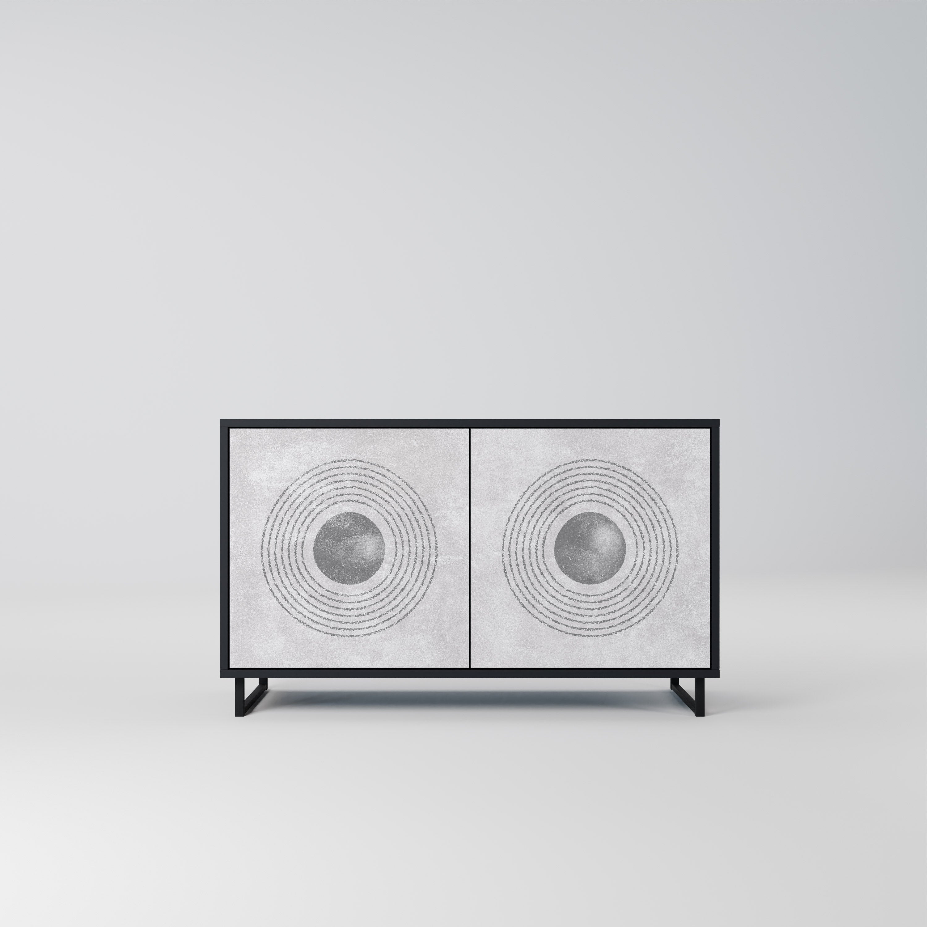 SOLID CIRCLES Aparador de 2 Portas em Acabamento Preto