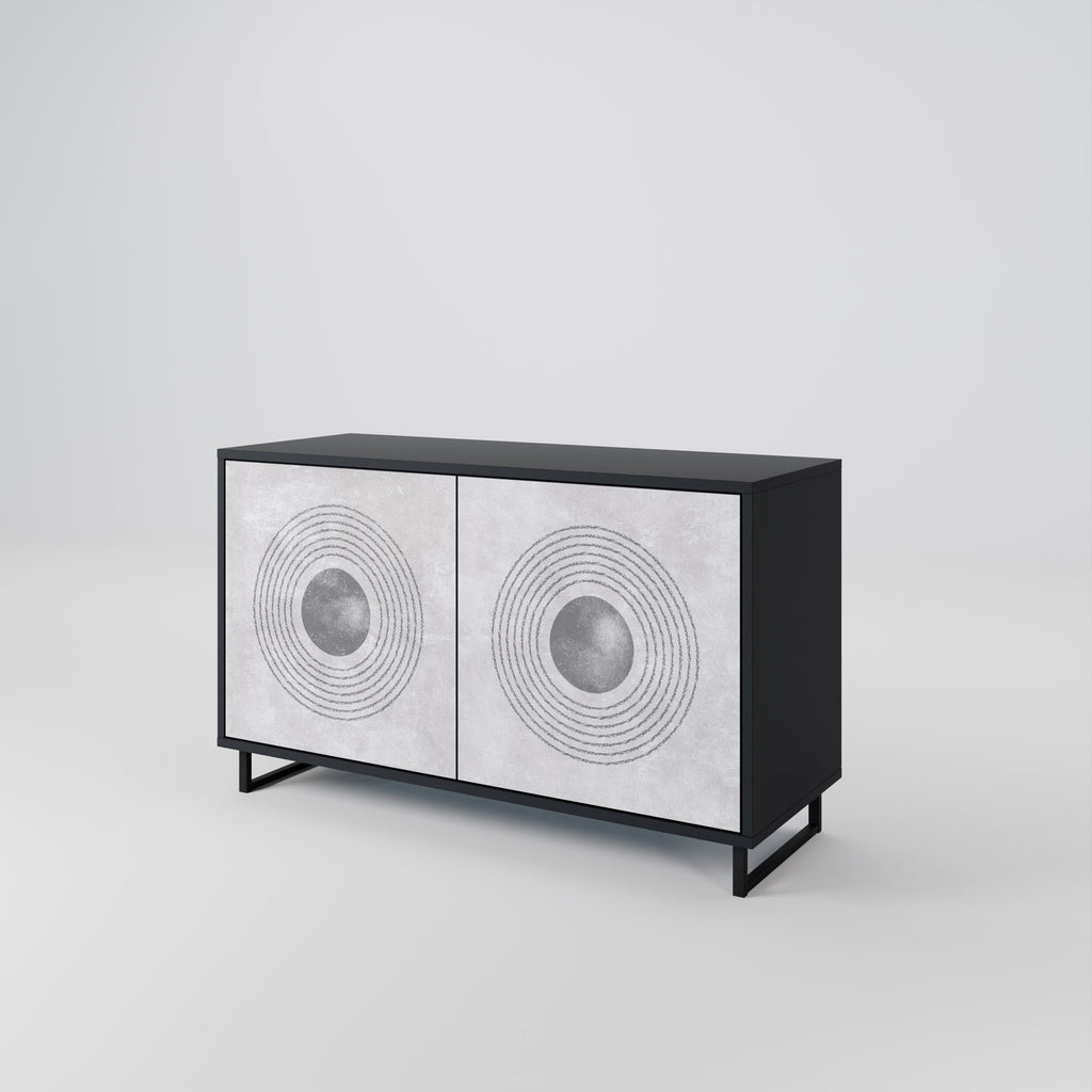 SOLID CIRCLES Aparador de 2 Portas em Acabamento Preto