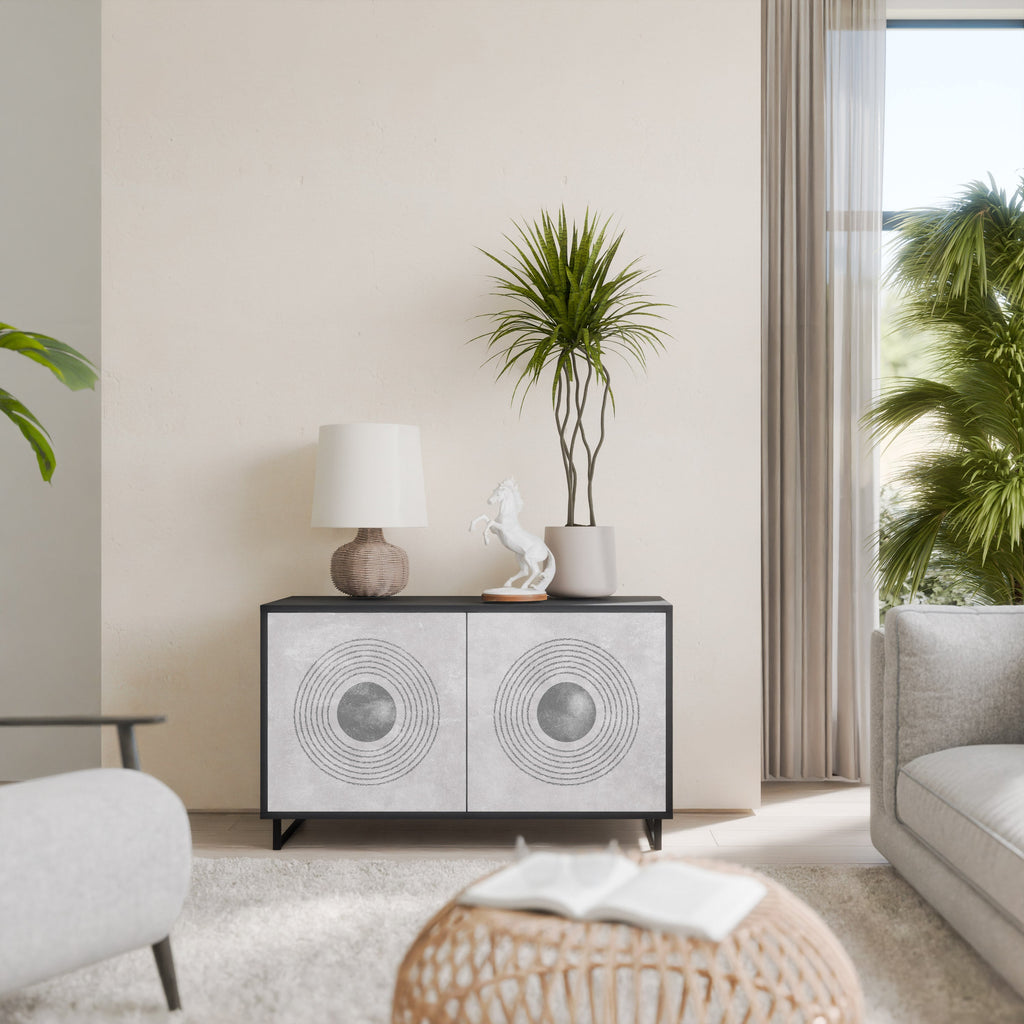 SOLID CIRCLES Aparador de 2 Portas em Acabamento Preto