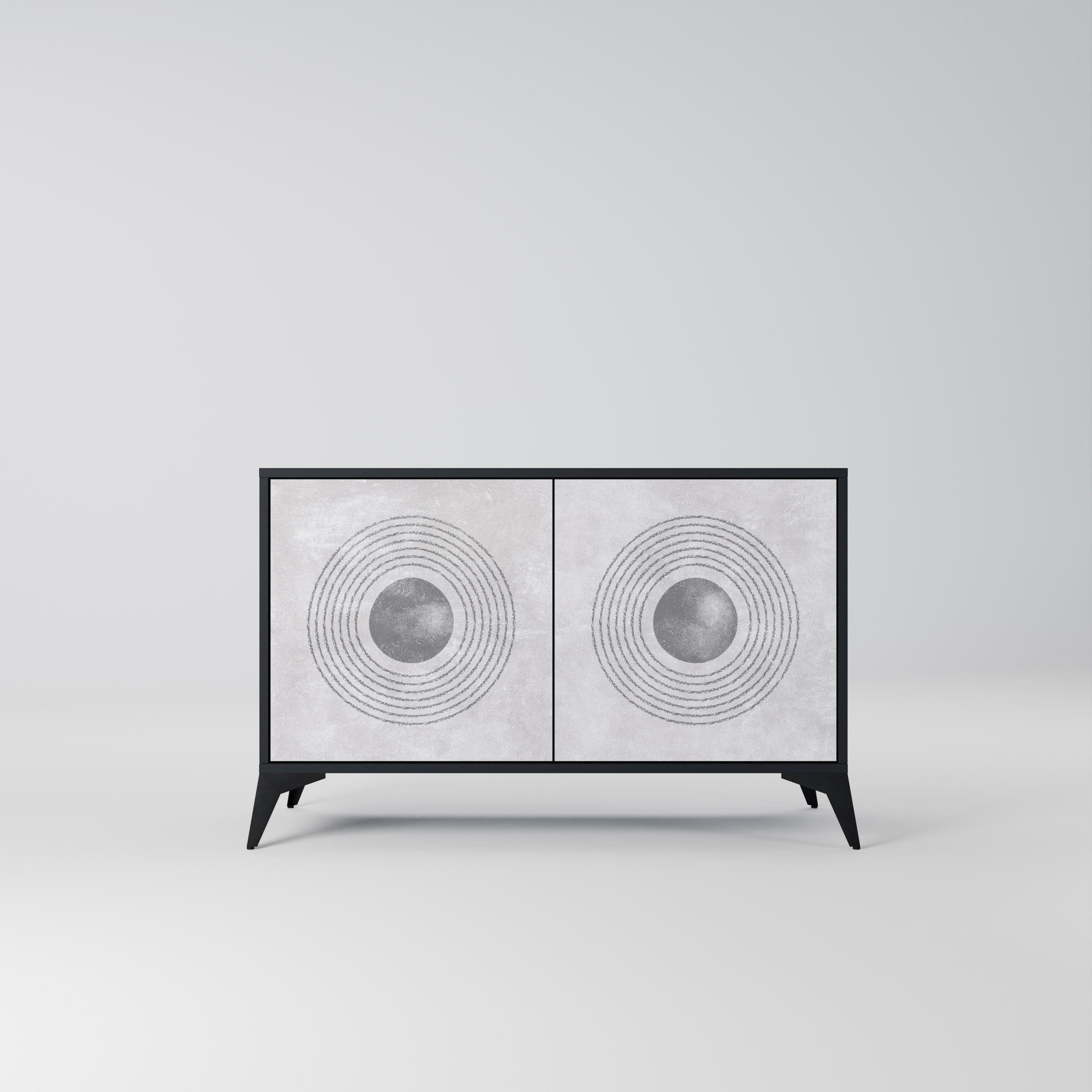 SOLID CIRCLES Aparador de 2 Portas em Acabamento Preto