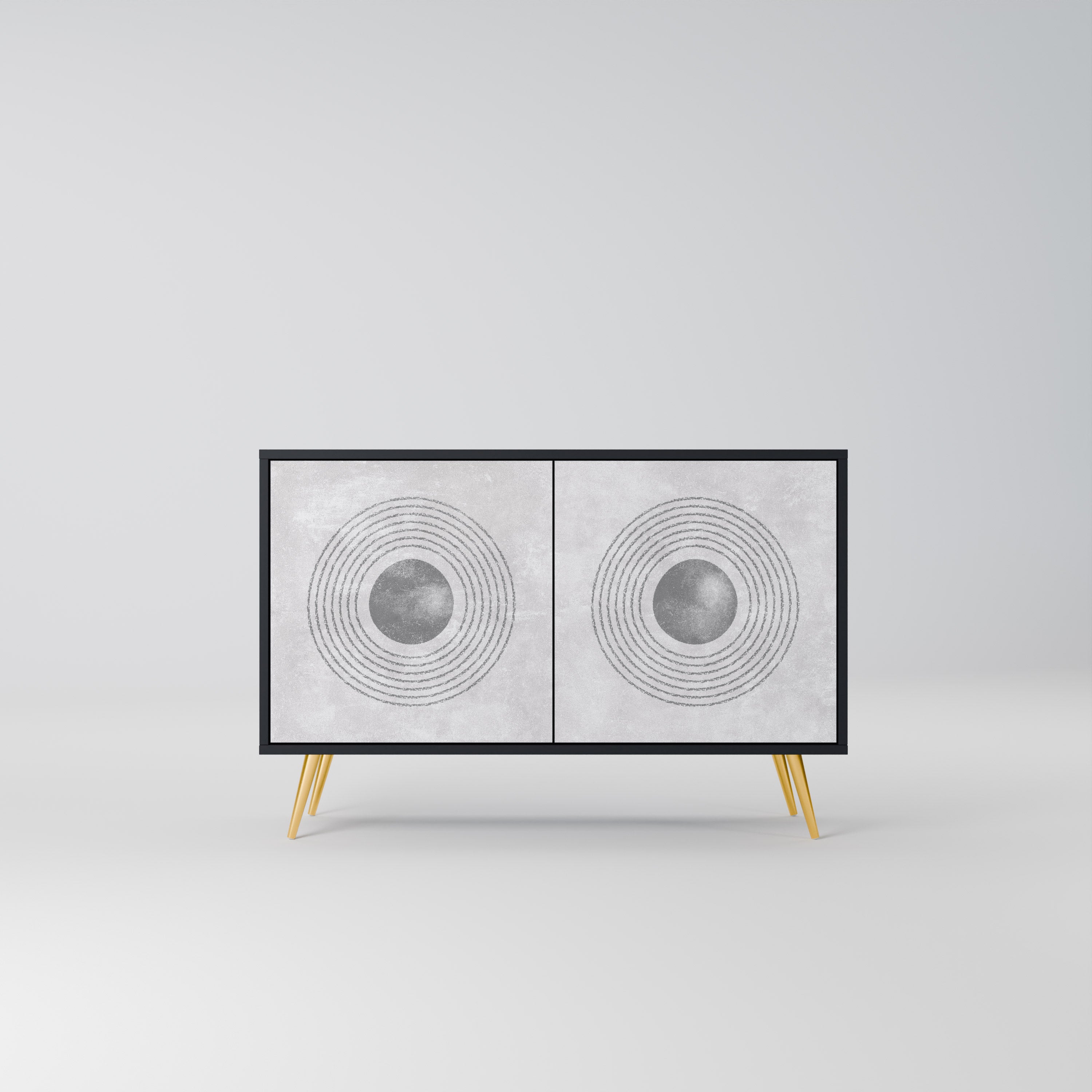 SOLID CIRCLES Aparador de 2 Portas em Acabamento Preto