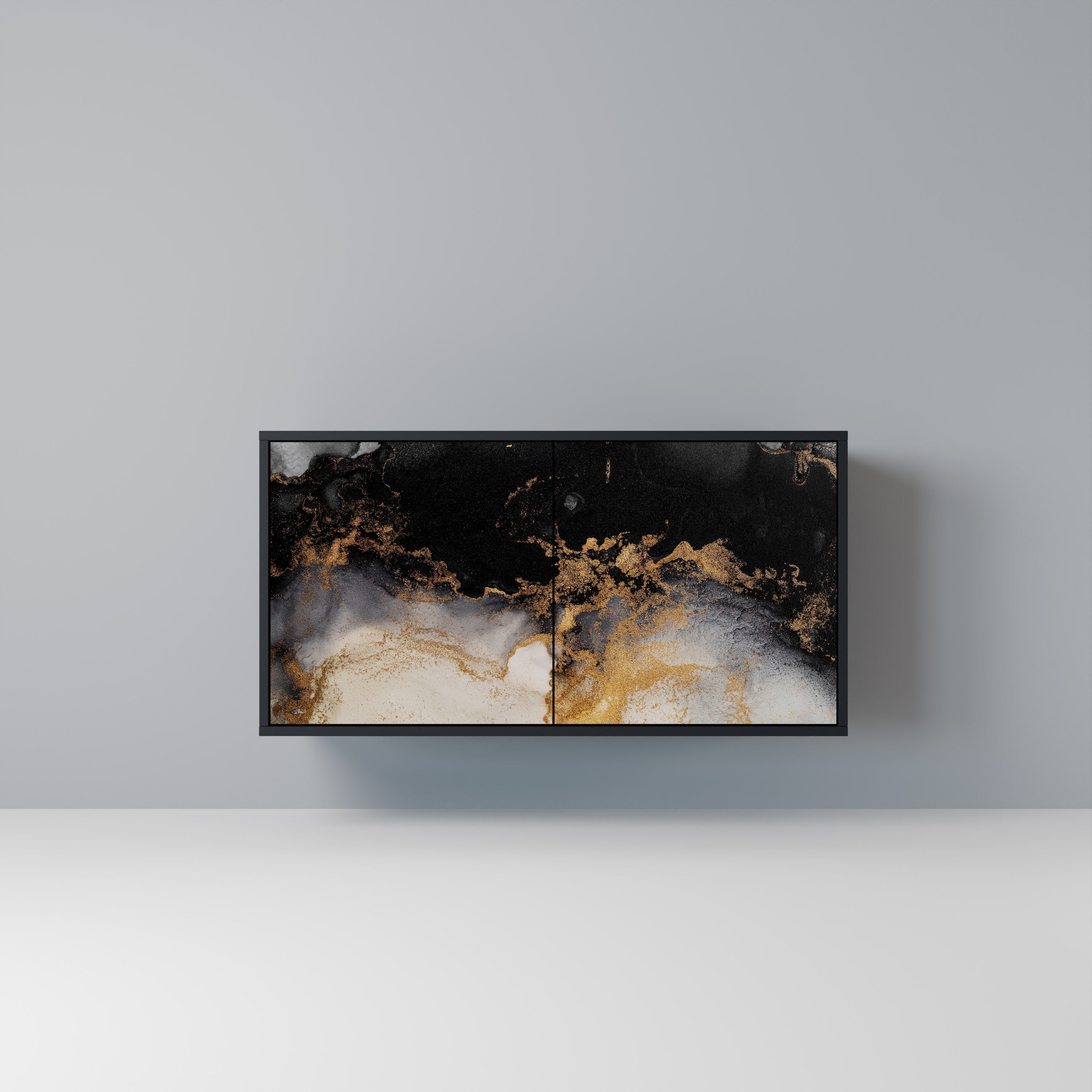 MARBLE OF TOMMORROW Aparador de 2 Portas em Acabamento Preto