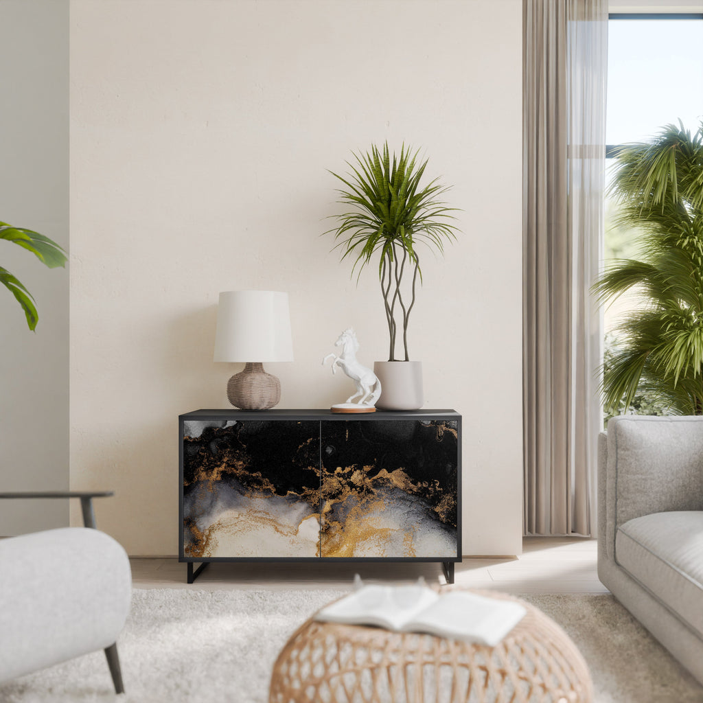 MARBLE OF TOMMORROW 2-Door Sideboard in Black Finish