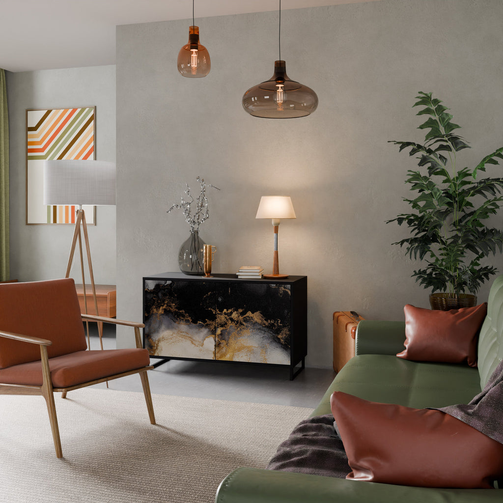 MARBLE OF TOMMORROW 2-Door Sideboard in Black Finish