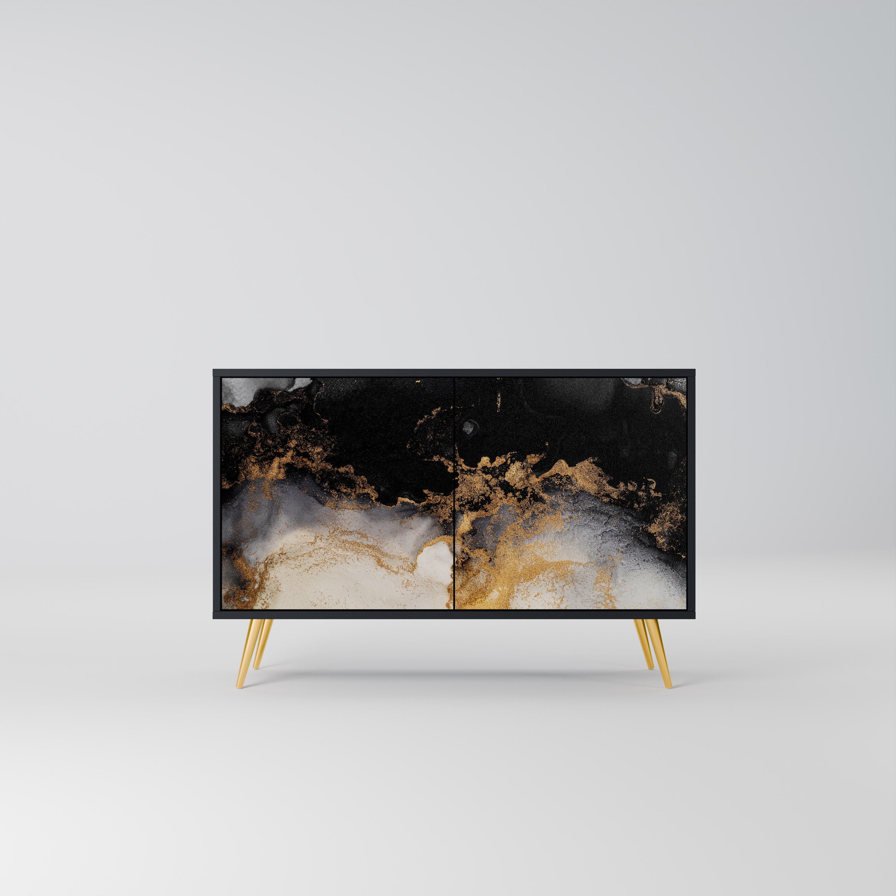 MARBLE OF TOMMORROW Aparador de 2 Portas em Acabamento Preto