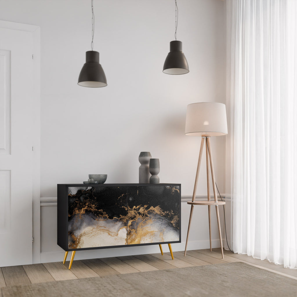 MARBLE OF TOMMORROW 2-Door Sideboard in Black Finish